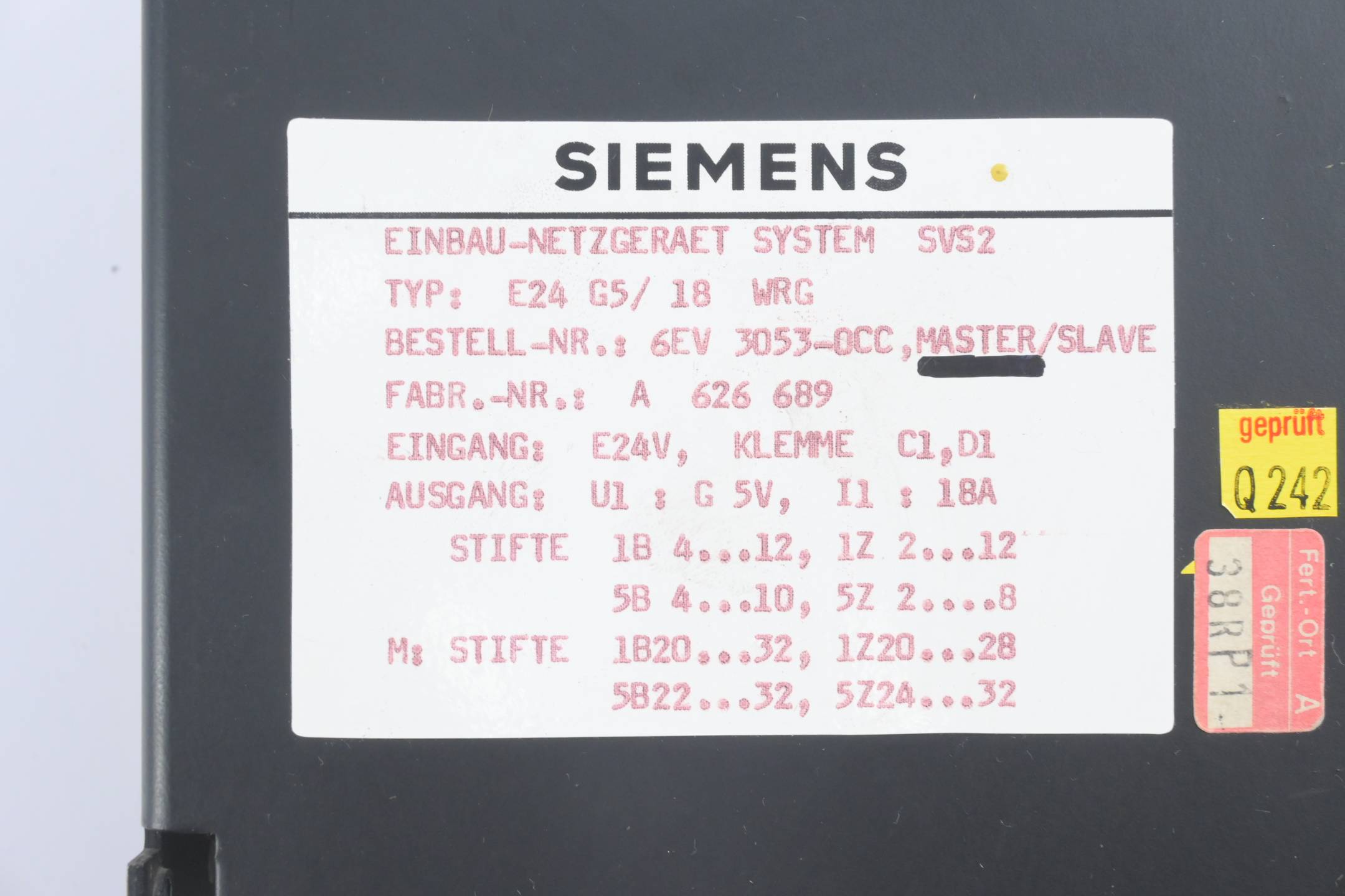 Siemens Einbau Netzgerät SVS2 6EV3053-0CC ( 6EV3 053-0CC )