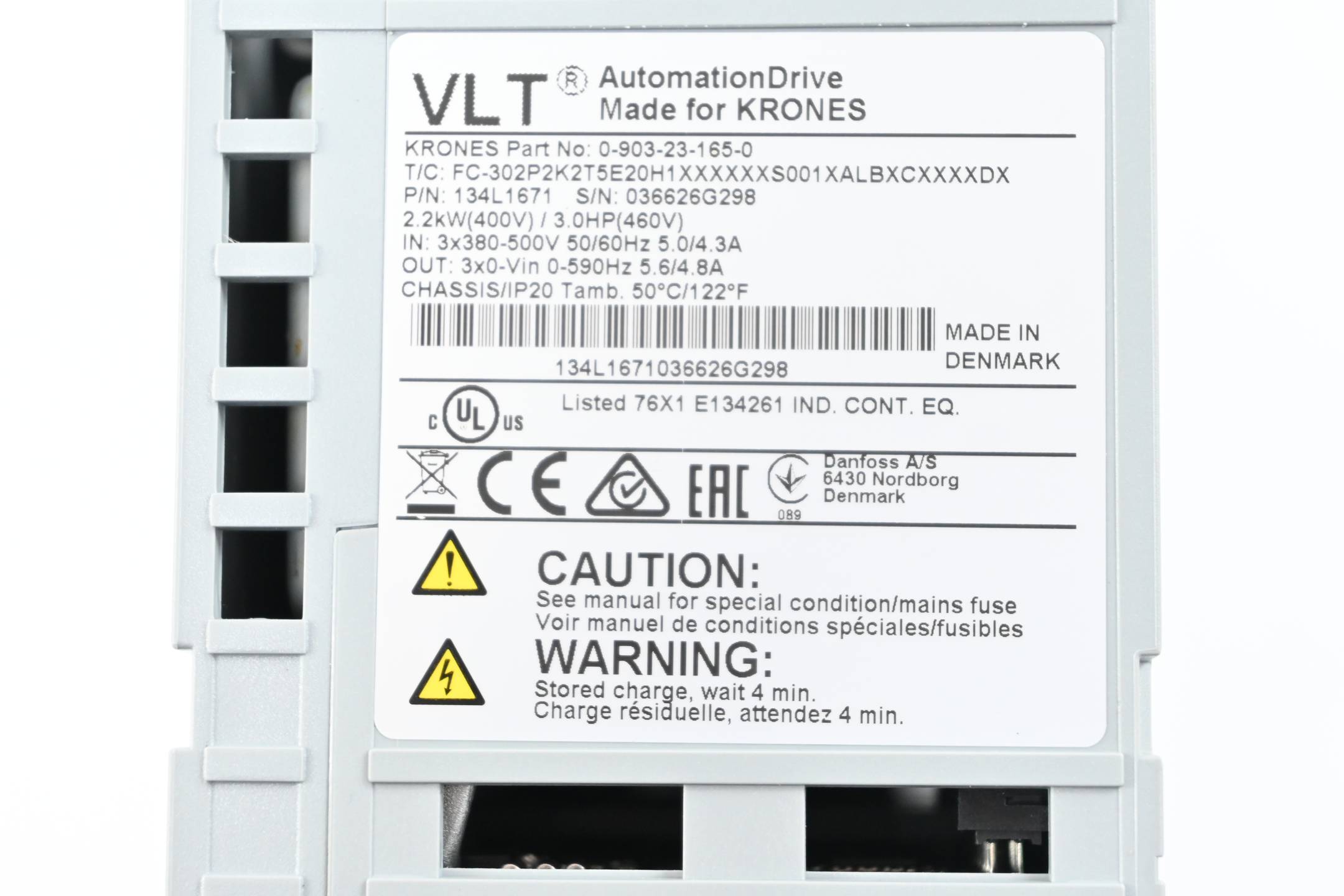 Danfoss VLT Frequenzumrichter FC-302P2K2T5E20H1XXXXXXS001XALBXCXXXXDX / 134L1671
