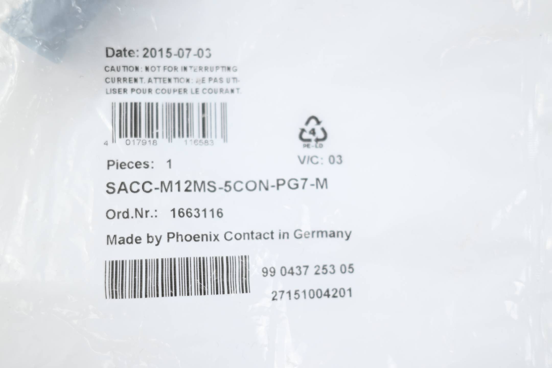 Phoenix Contact Steckverbinder SACC-M12MS-5CON-PG 7-M ( 1663116 )