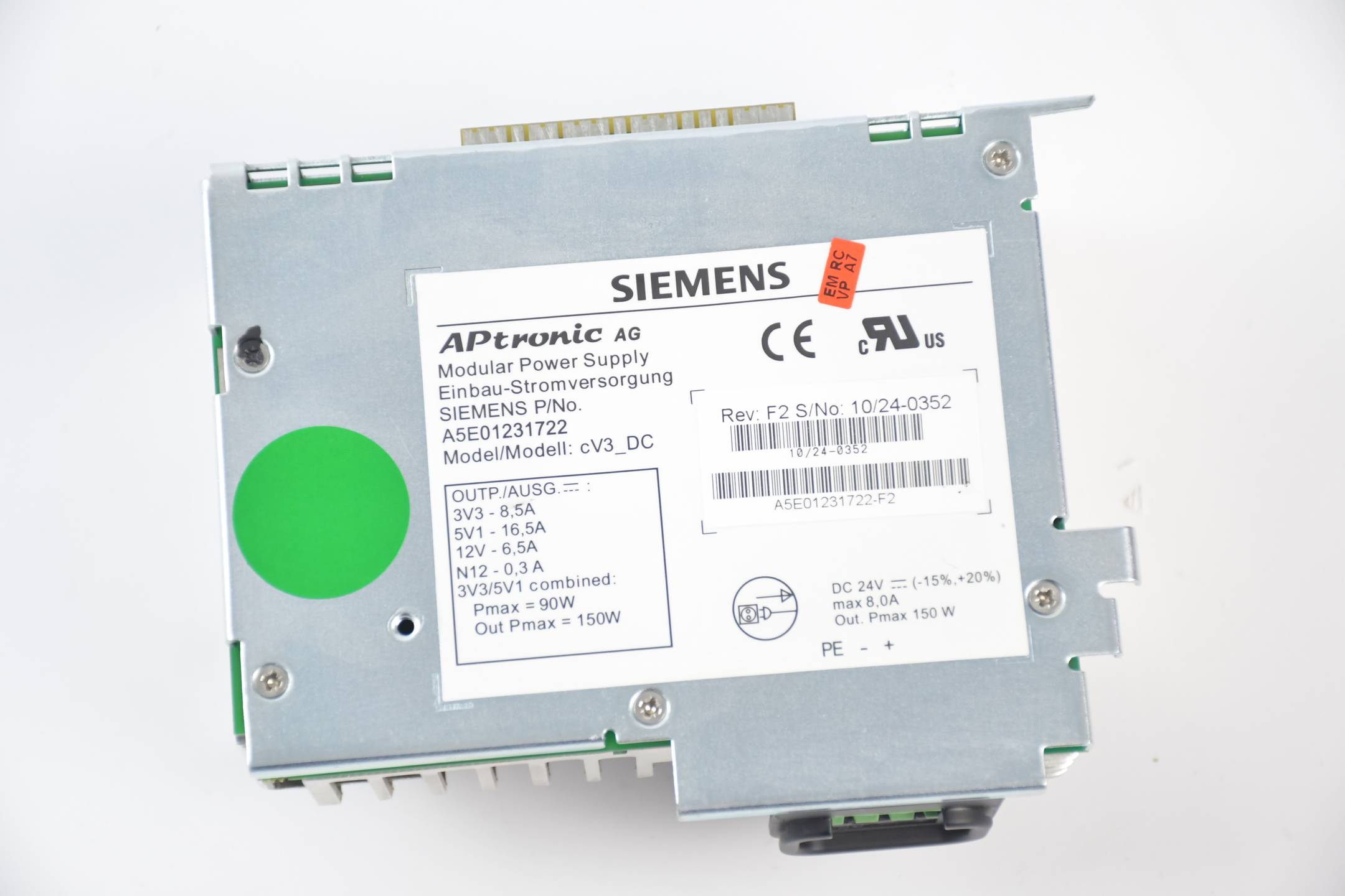 Siemens / APtronic AG cV3_DC Einbau-Stromversorgung A5E01231722 