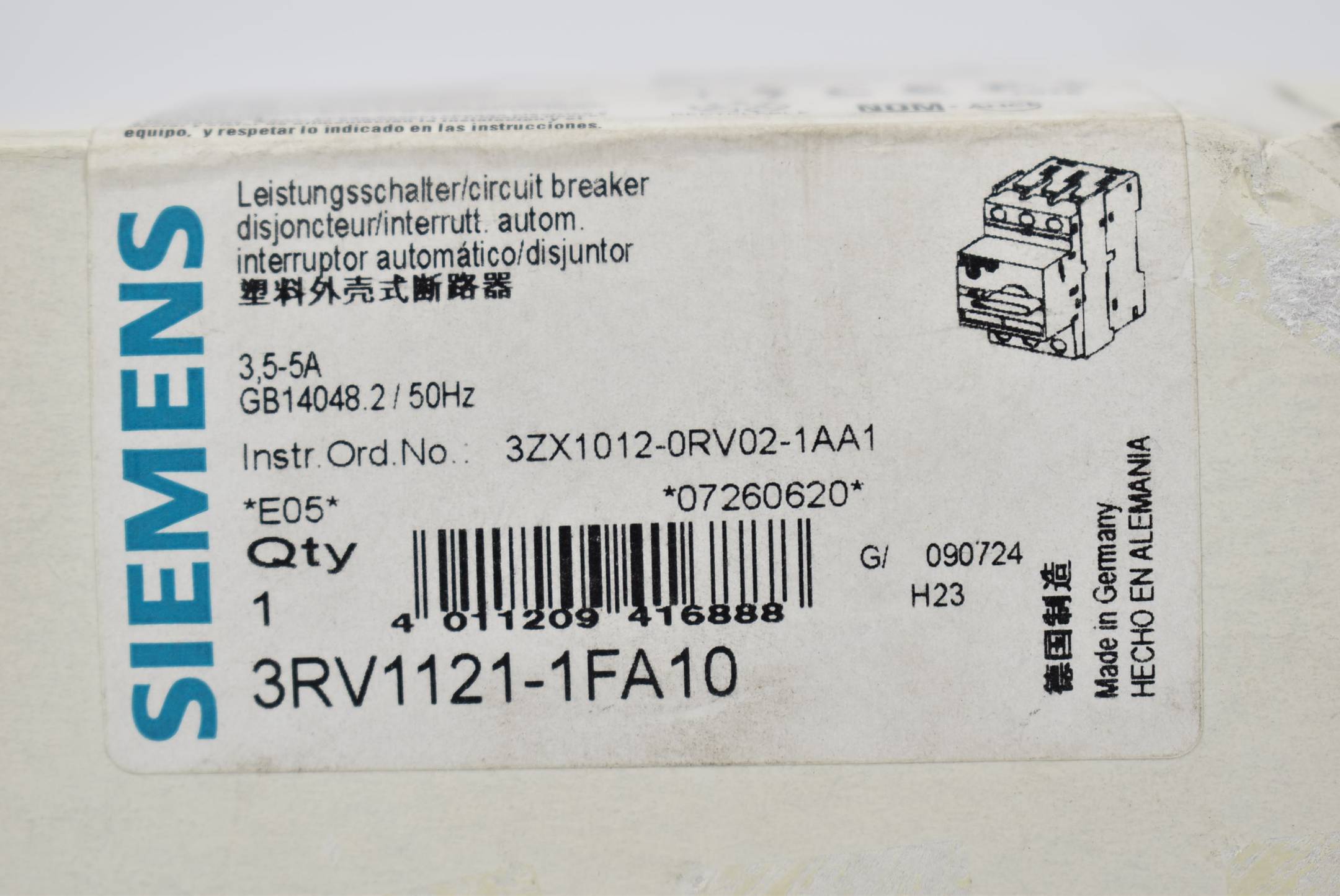 Siemens sirius Leisungsschalter 3,5-5 A 50 Hz 3RV1 121-1FA10 ( 3RV1121-1FA10 )