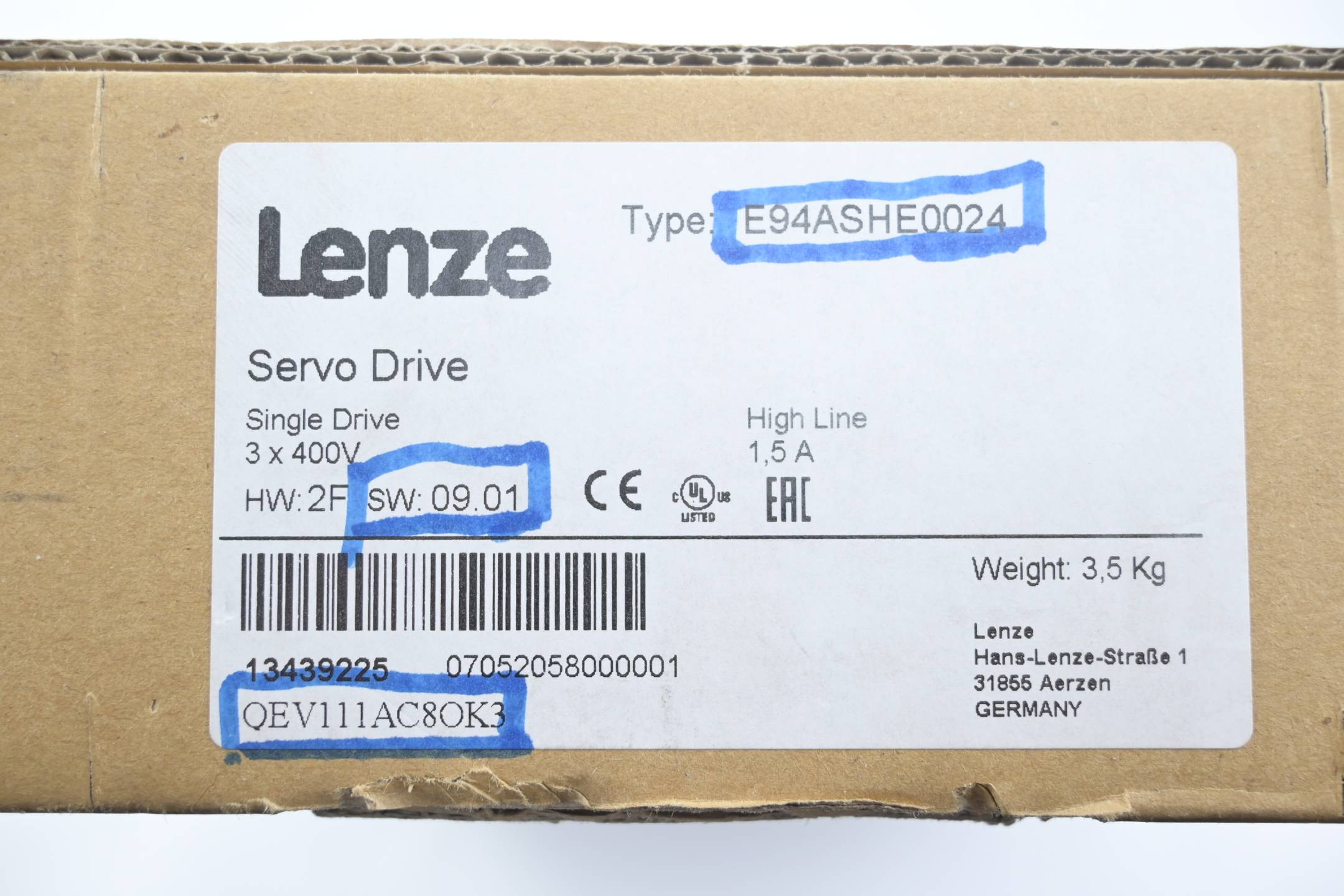 Lenze Single Drive HighLine E94ASHE0024