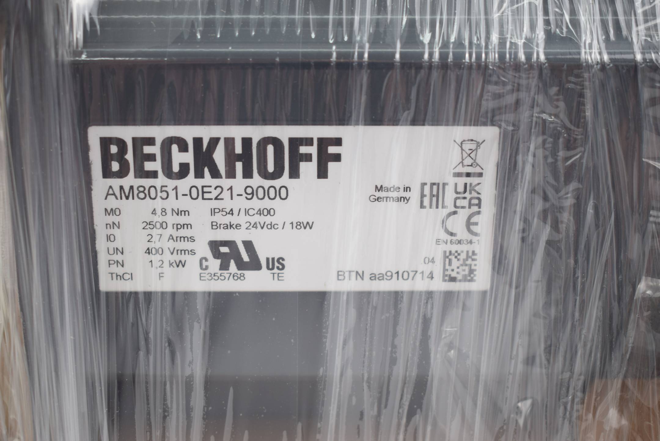 Beckhoff Servomotor AM8051-0E21-9000 ( 121257 ) 2500rpm 1,2kW