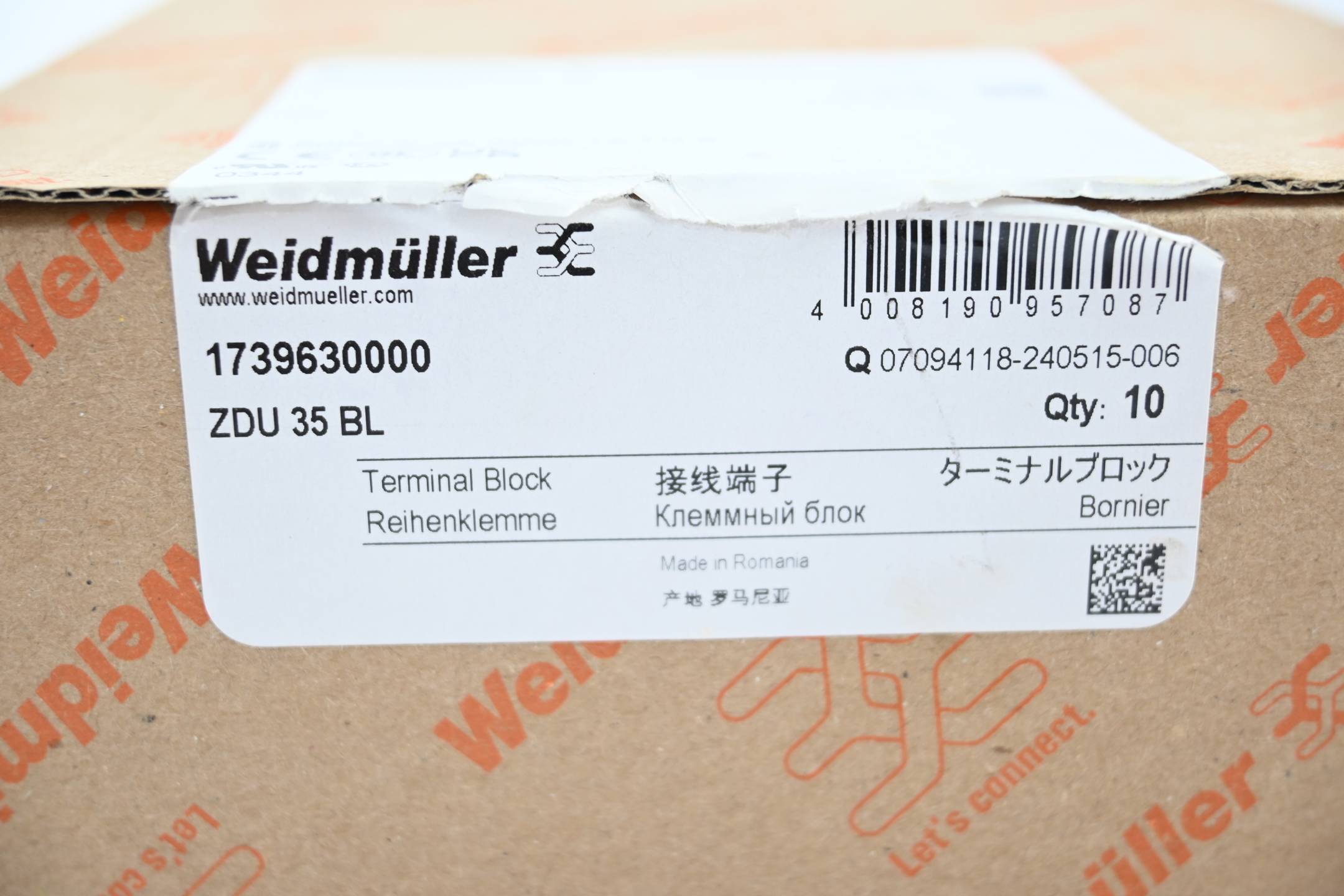 Weidmüller 9 Stück Reihenklemme ZDU 35 BL ( 1739630000 )