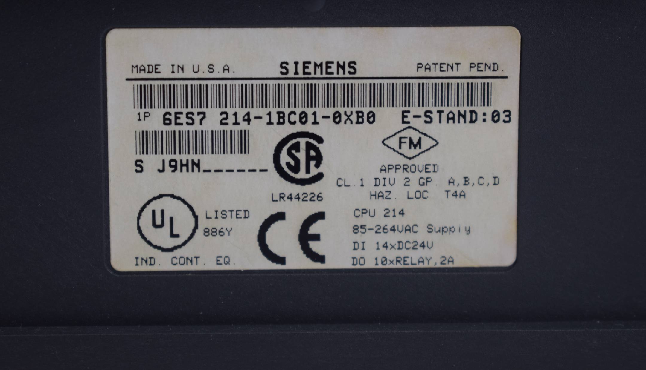 Siemens simatic S7-200 6ES7 214-1BC01-0XB0 ( 6ES7214-1BC01-0XB0 ) E3