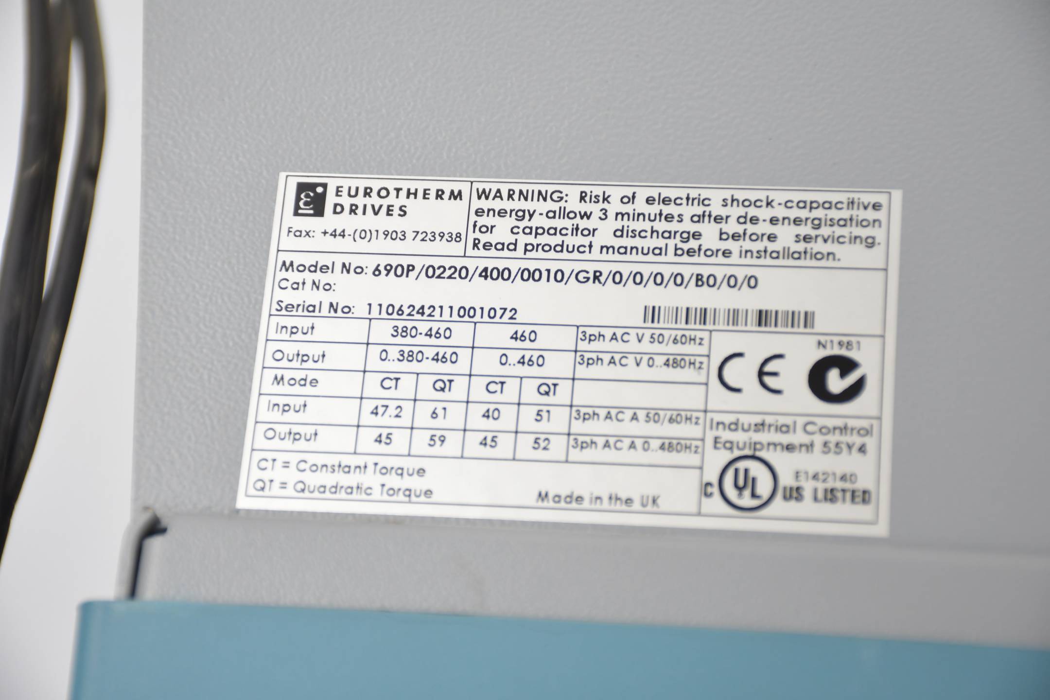 Eurotherm Drive AC integrator 690+ series 690P/0220/400/0010/GR/0/0/0/0/B0/0/0 