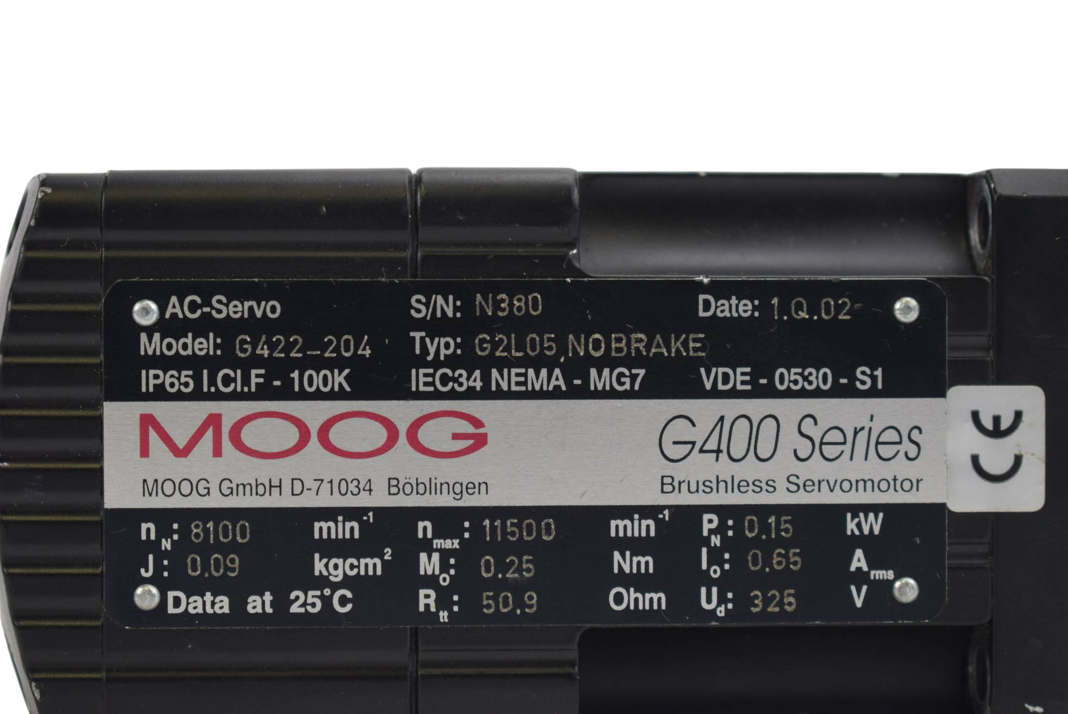 Moog Brushless AC Servo-Motor G400 G422_204 ( G2L05 ) G422-204