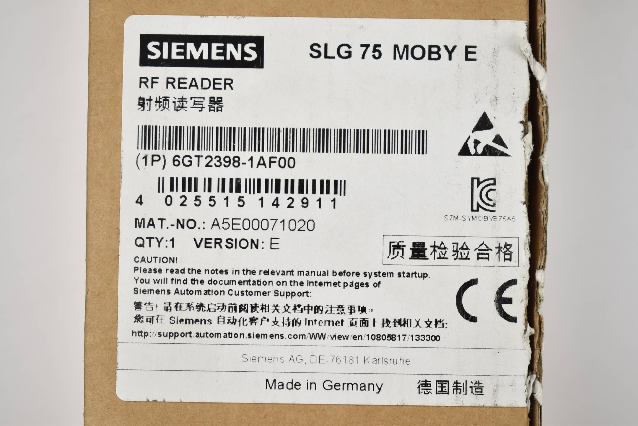 Siemens Moby E Schreib-/Lesegerät SLG75 6GT2398-1AF00 ( 6GT2 398-1AF00 )