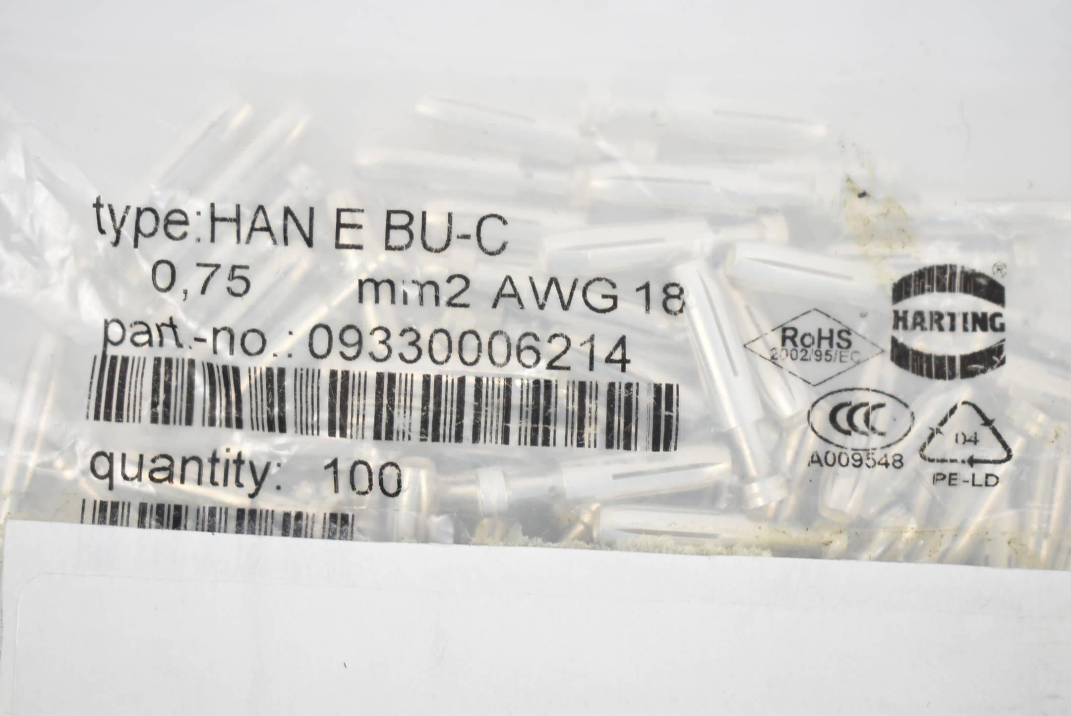 Harting Crimpkontakt Han E-Kontaktbuchse-c Ag 0,75mm²/ 18 AWG ( 09330006214 )