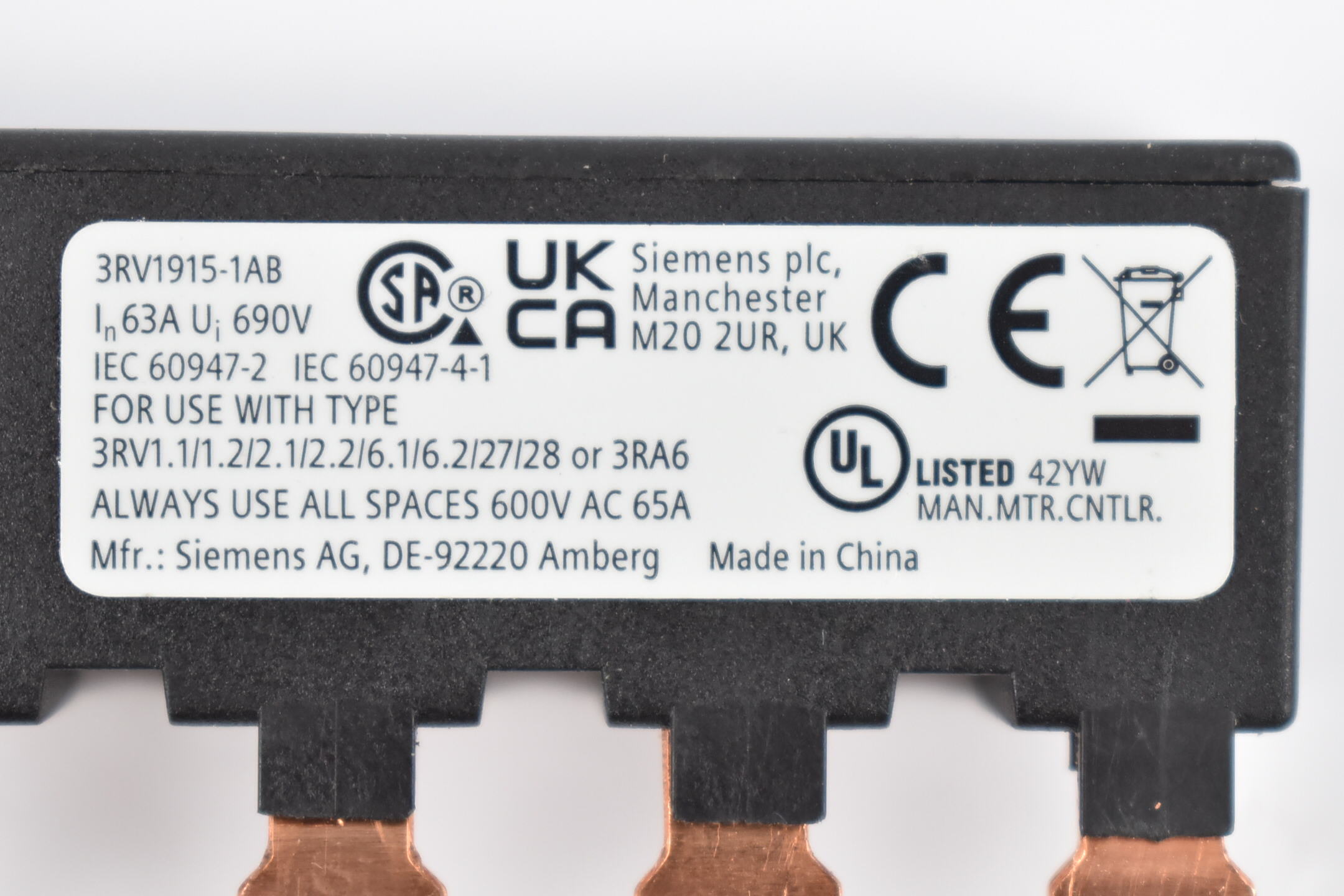 Siemens 3-Phasen-Sammelschiene 45mm 3RV1915-1AB ( 3RV1 915-1AB ) 