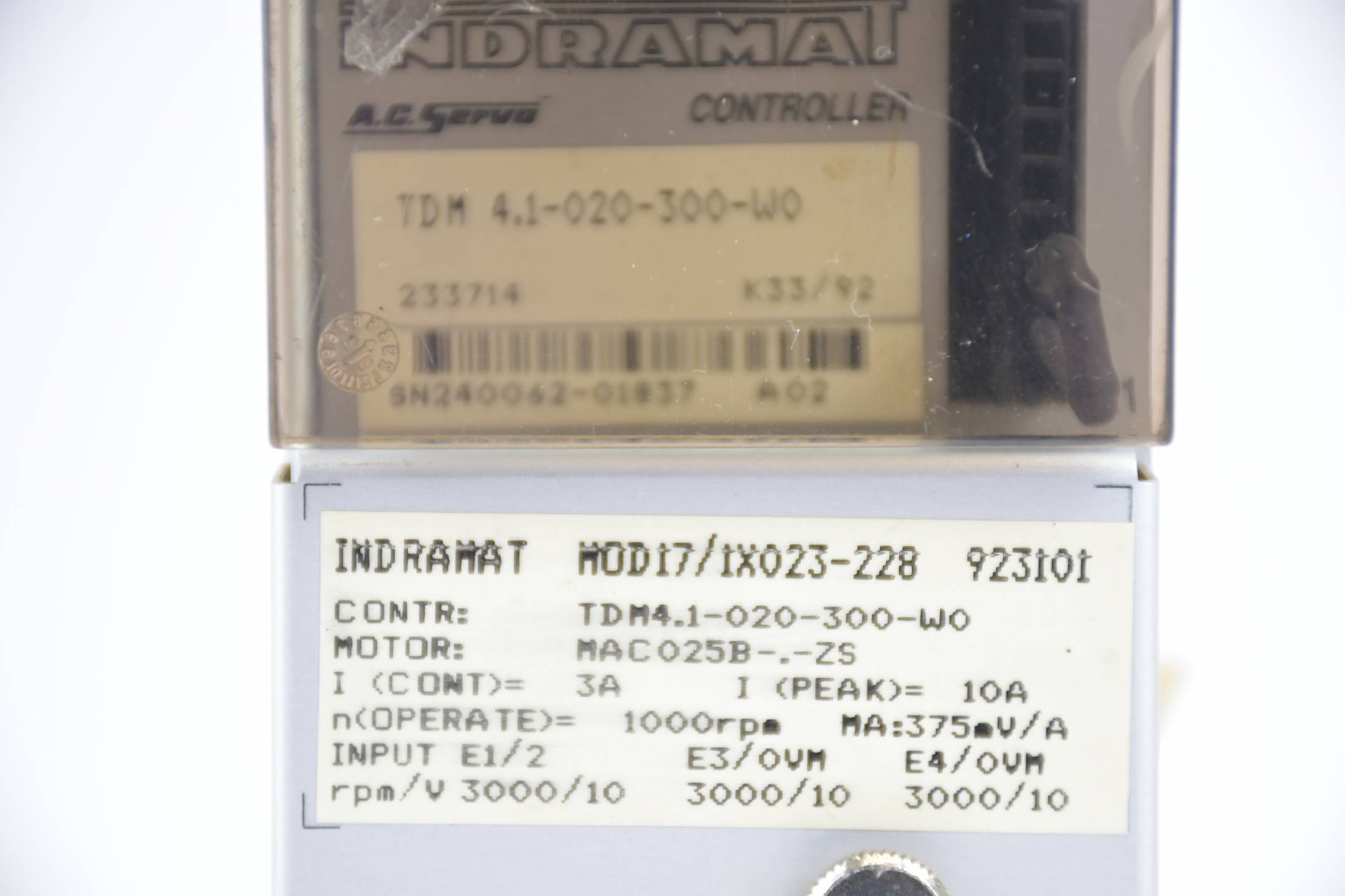 Indramat Rexroth TDM Servo Drive TDM 4.1-020-300-W0 ( R911233714 ) inkl. Mod17