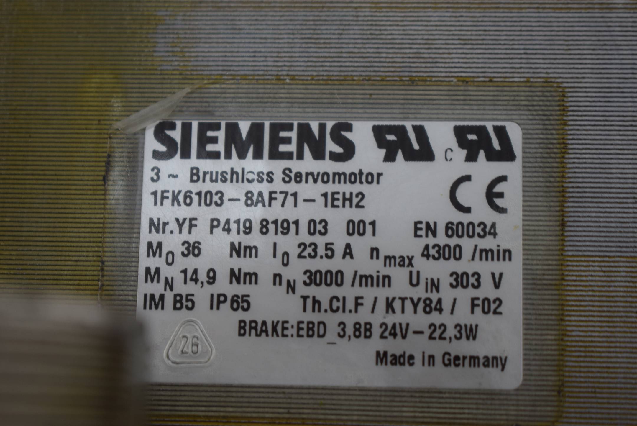 Siemens Servomotor 1FK6103-8AF71-1EH2 ( 1FK6 103-8AF71-1EH2 )