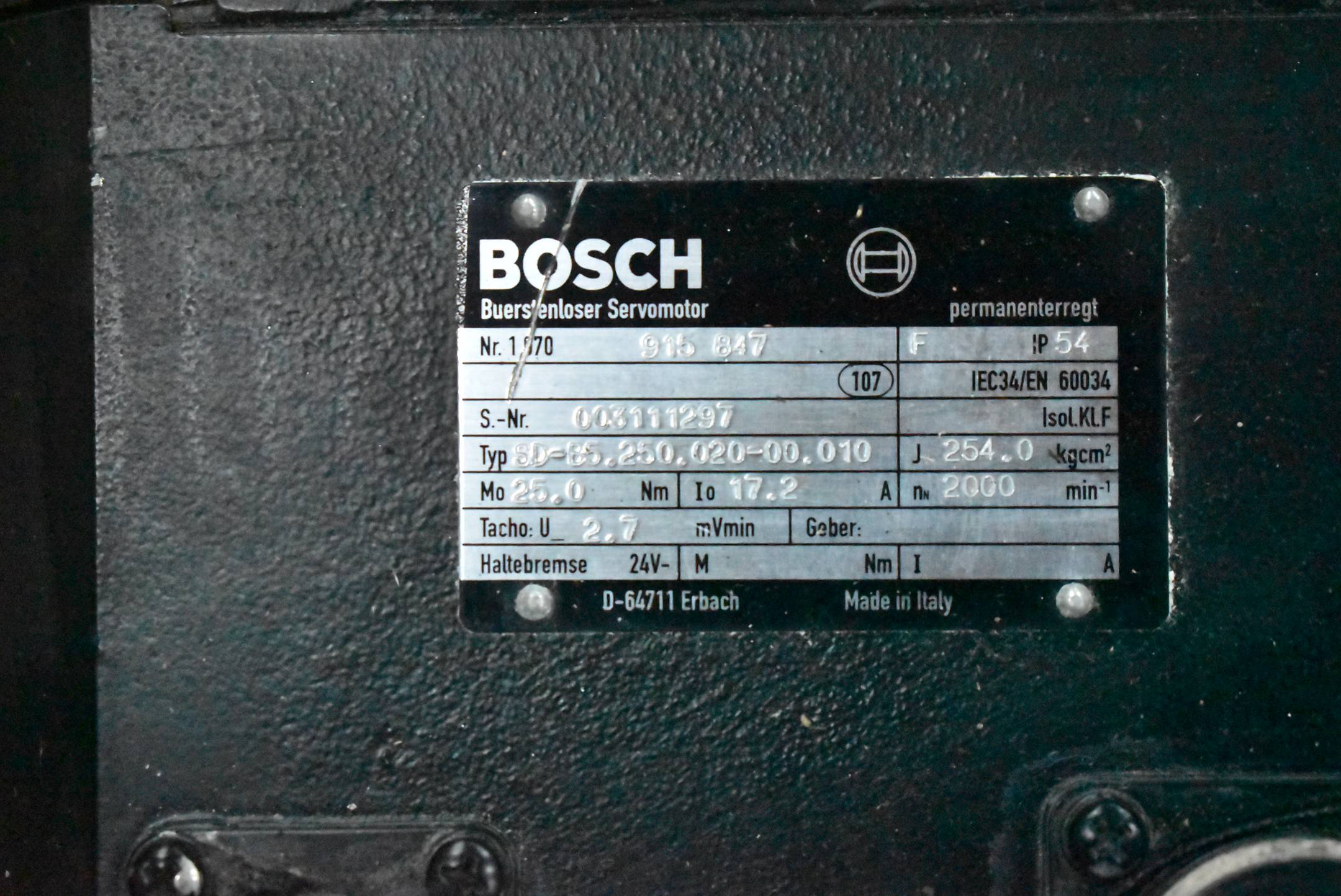 Bosch Servomotor 25,0Nm 17,2A  2000rpm SD-B5.250.020-00.010