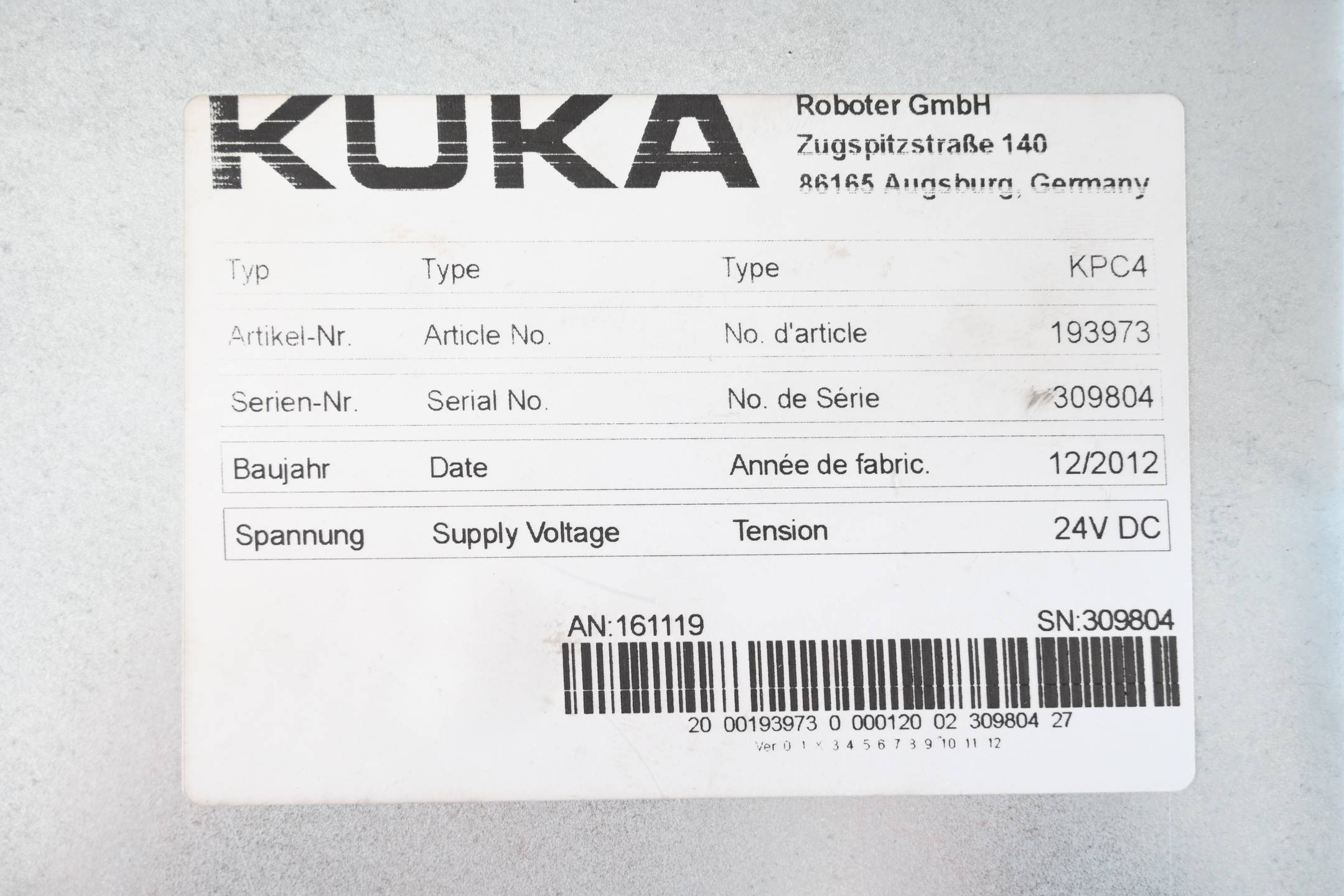 Kuka Roboter Steuerung PC KPC4 ( 193973 ) 