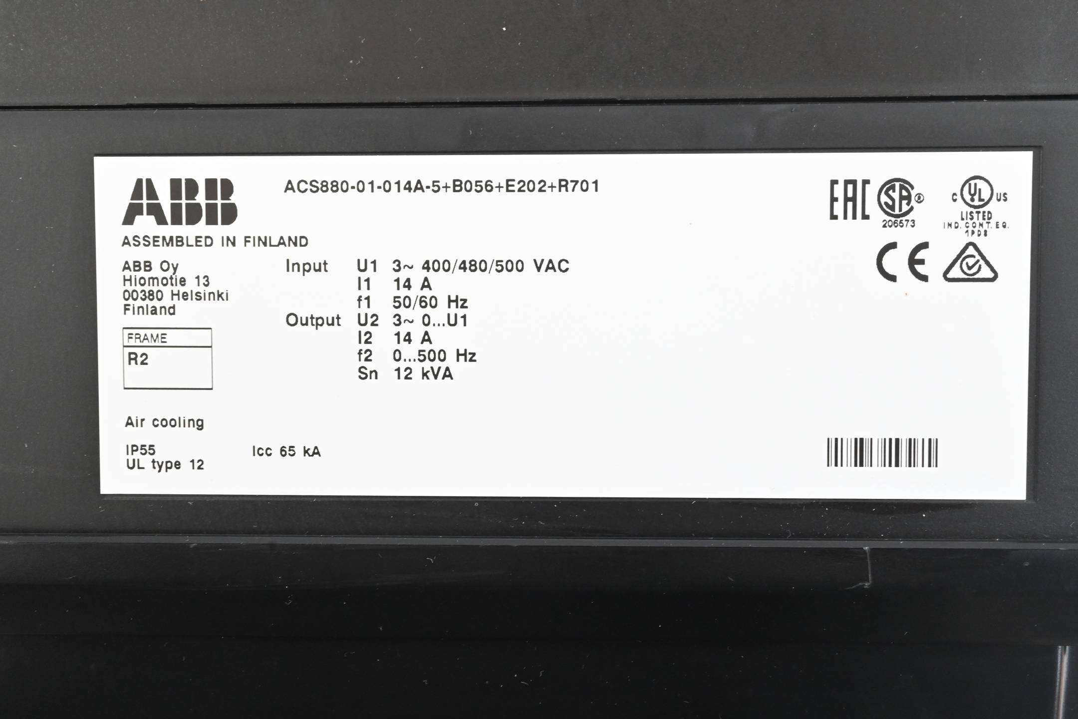 ABB Frequenzumrichter ACS880-01-014A-5+B056+E202+R701