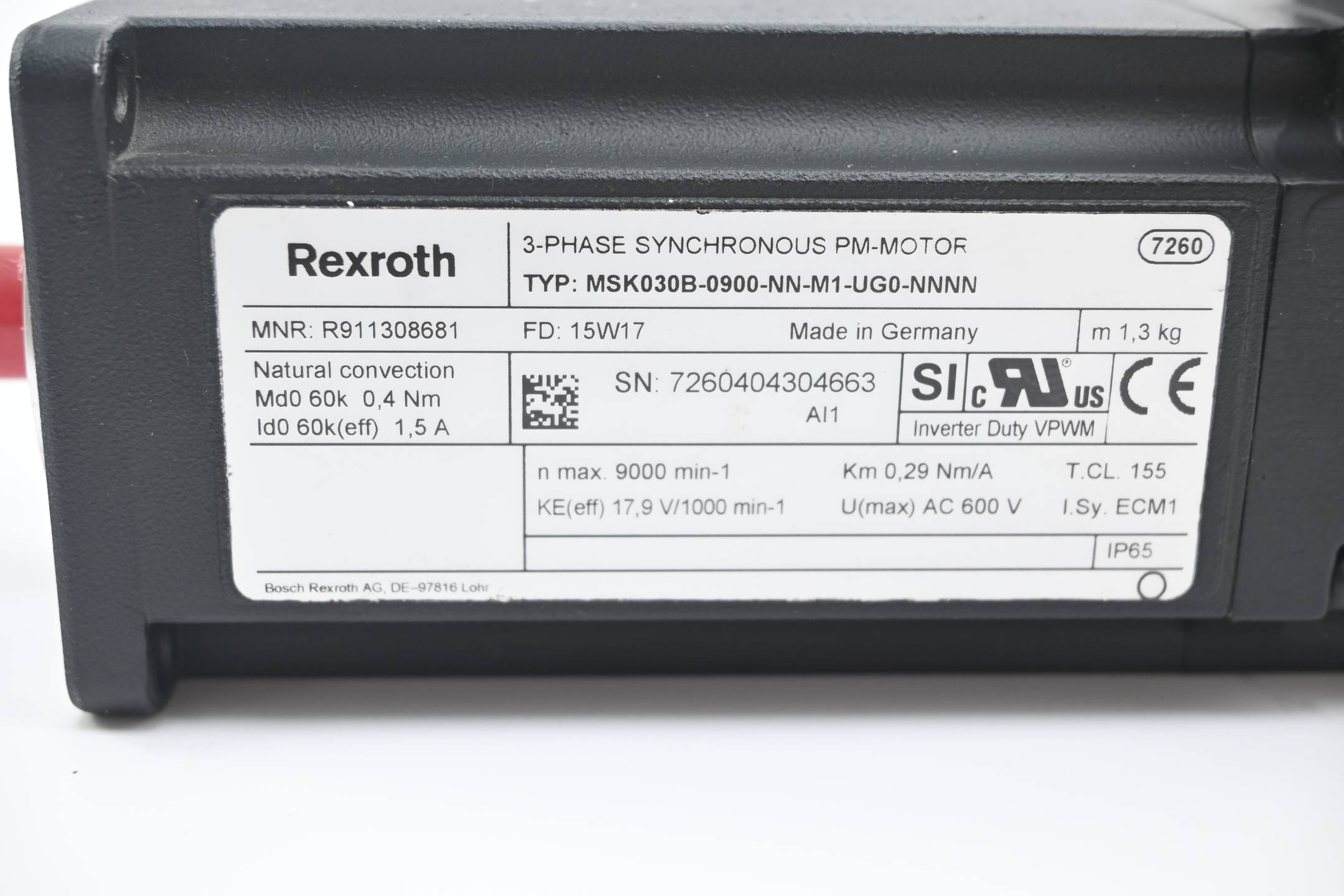 Rexroth Servomotor MSK030B-0900-NN-M1-UG0-NNNN ( R911308681 )