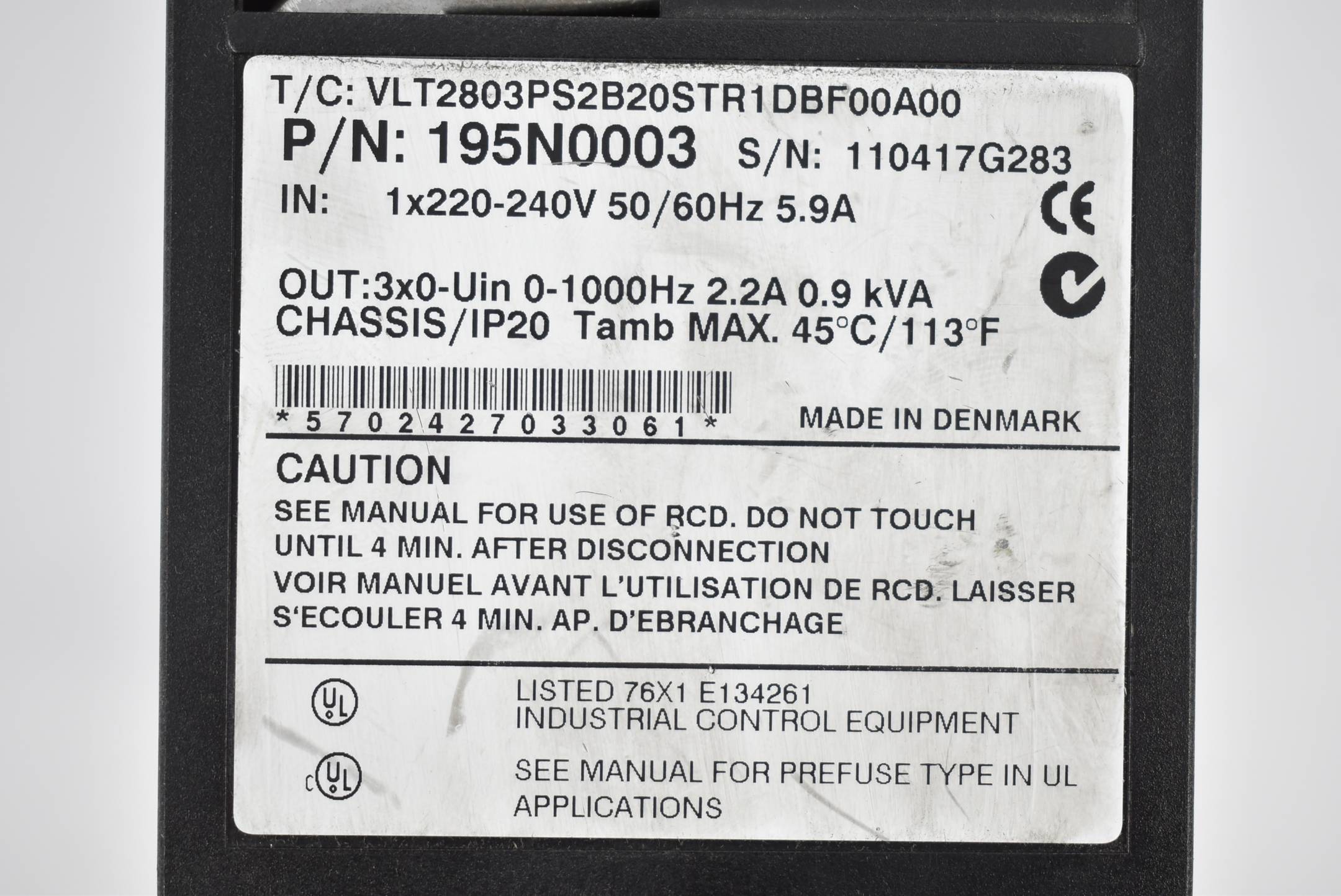 Danfoss Inverter VLT2803PS2B20STR1DBF00A00 ( 195N0003 )