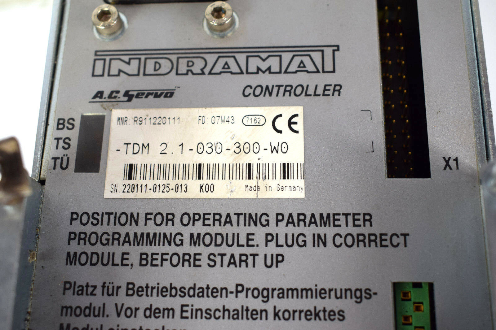Indramat A.C. Servo Controller TDM 2.1-030-300-W0 ( R911220111 )