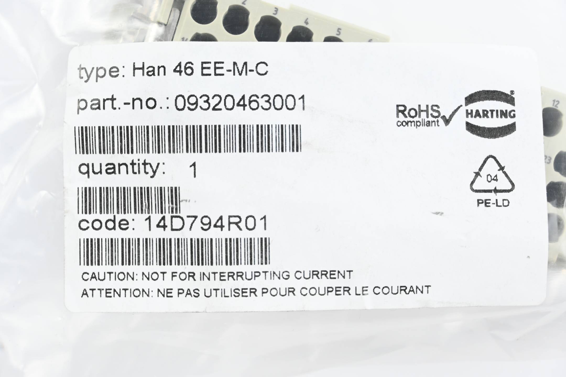Harting Stifteinsatz Han 46 EE-M-C ( 09320463001 )