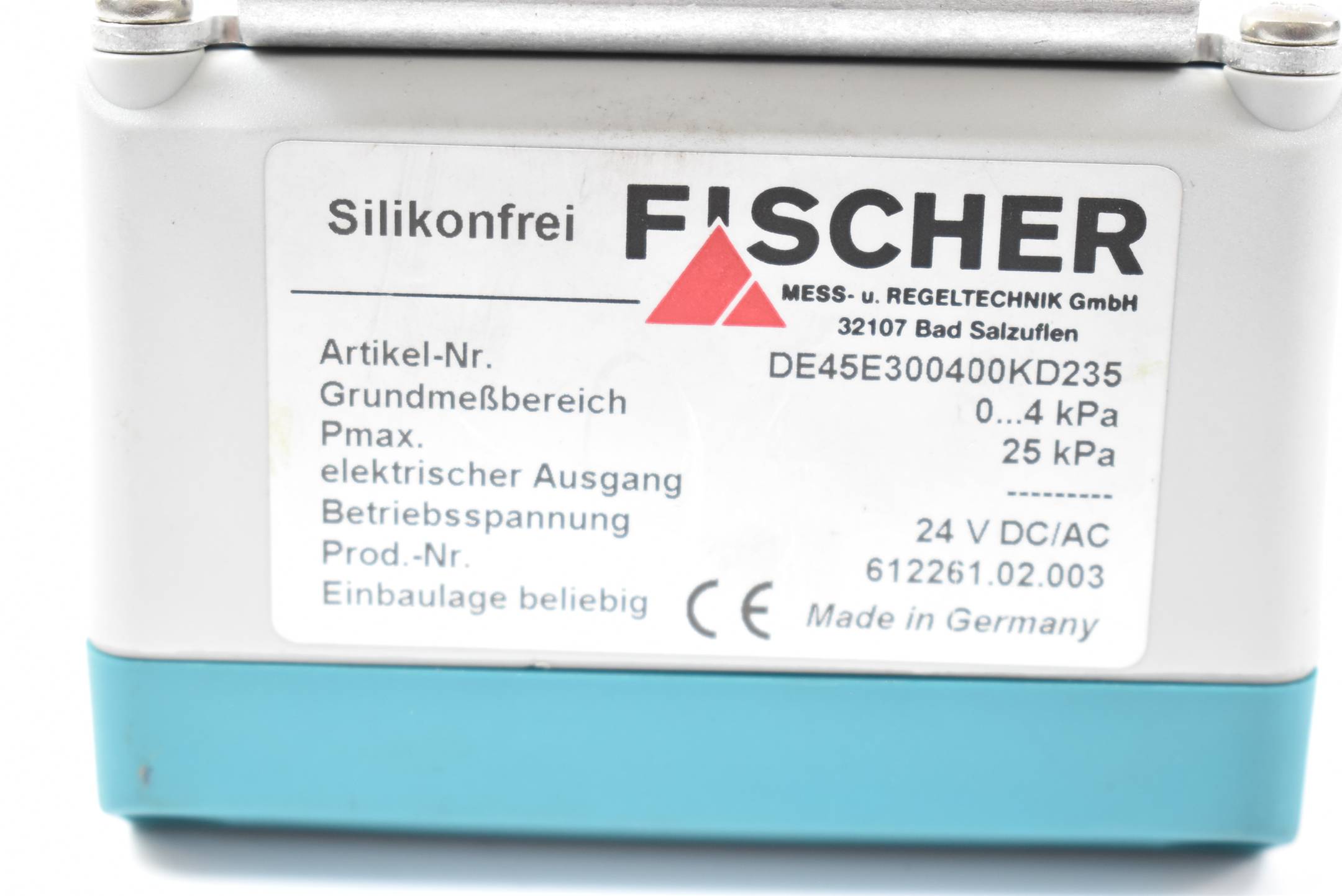 Fischer digitaler Differenzdruckschalter 0-4kPa 24VDC DE45N300400KD235