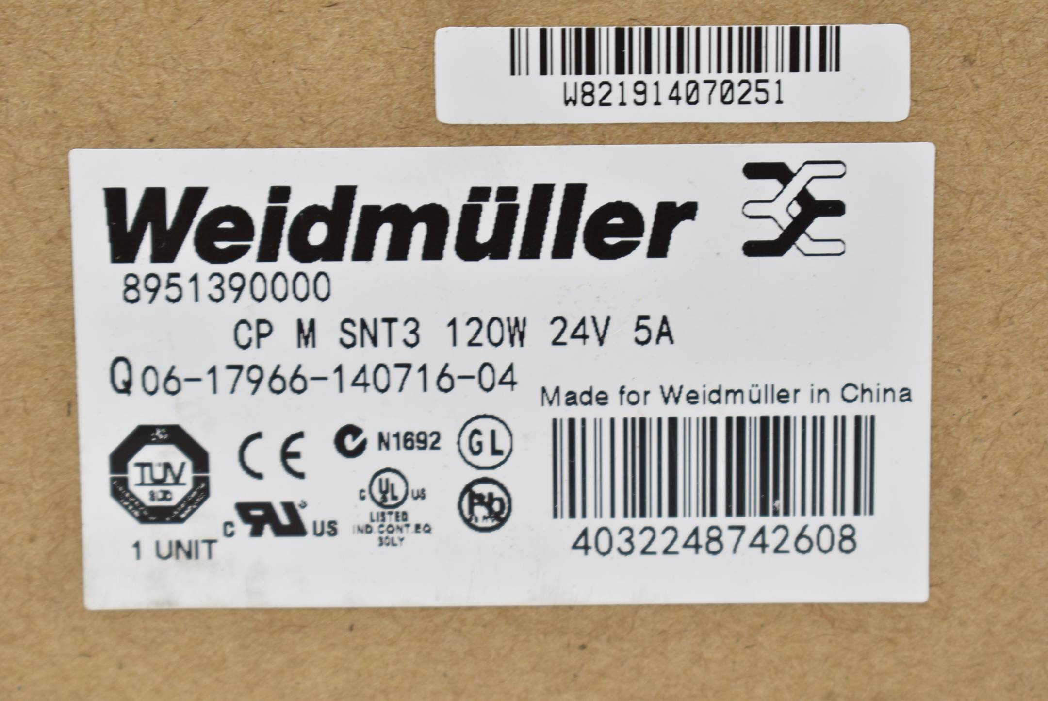 Weidmüller Pro-M Schaltnetzgerät CP M SNT3 120W 24V 5A 895139000