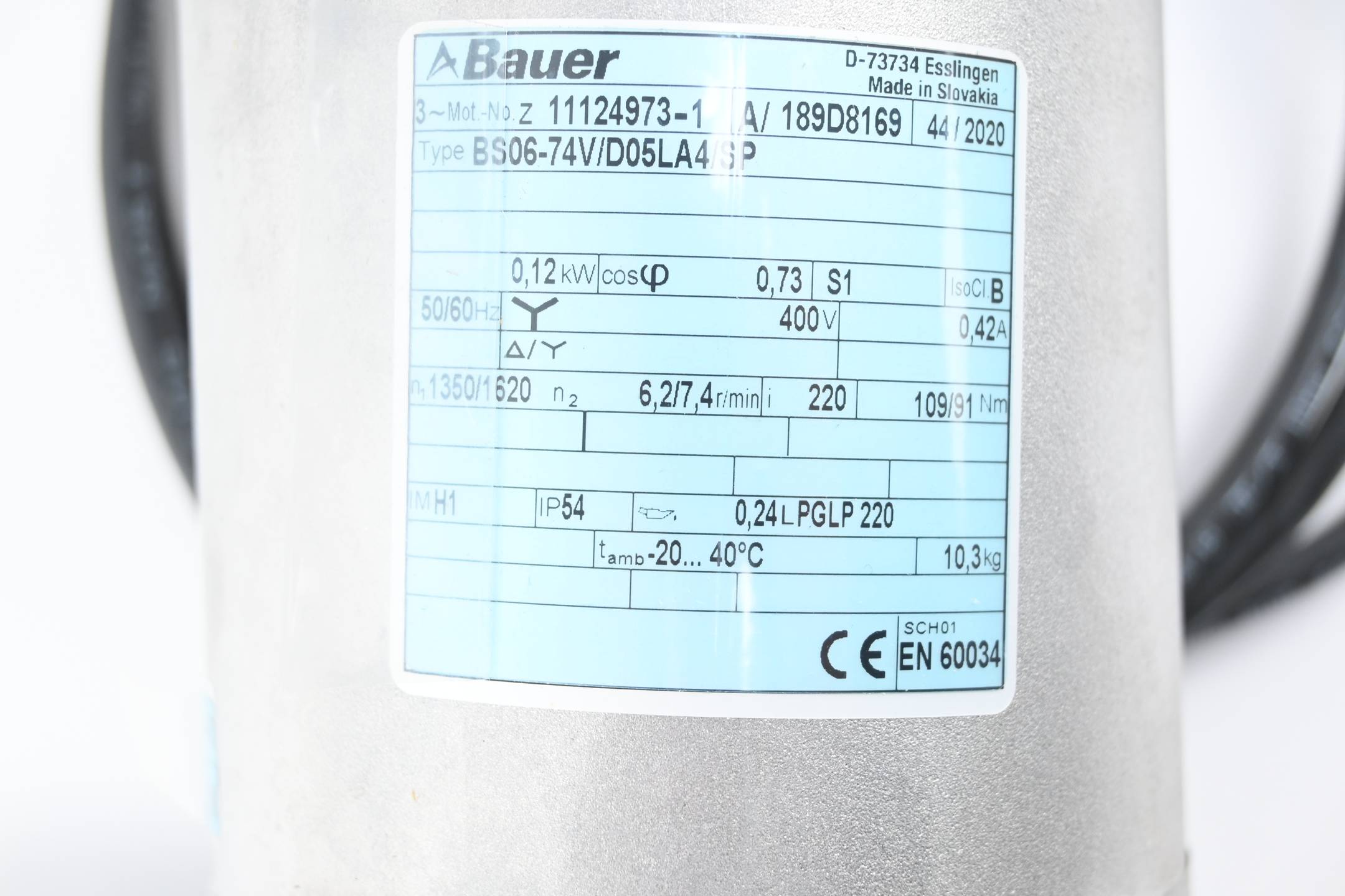 Eberhard Bauer Getriebemotor BS06-74V/D05LA4/SP ( 0,12kW 042A 1350-1620/min )