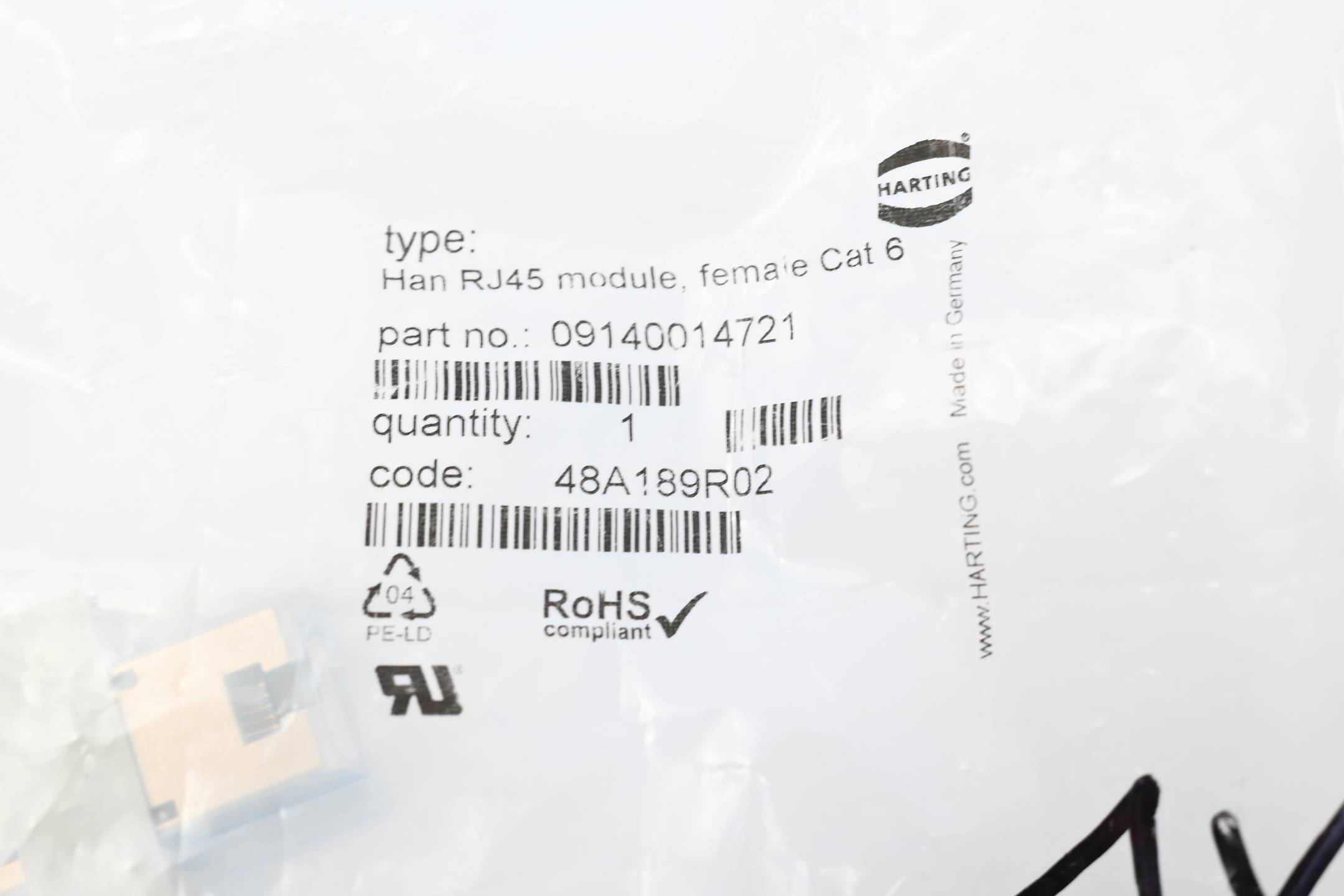 Harting Han RJ45 module, female Cat6 ( 09140014721 )