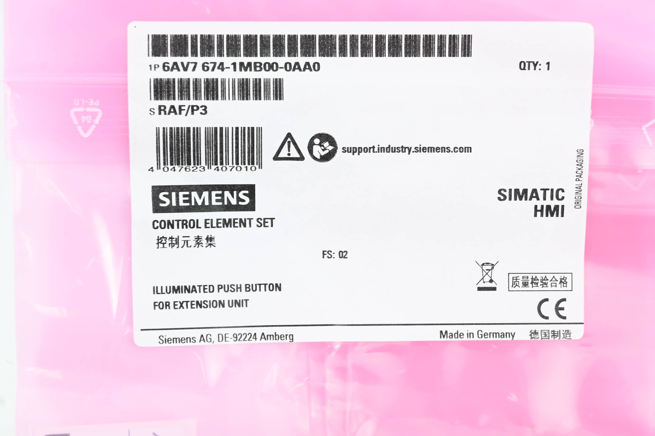 Siemens Leuchtdrucktaster 6AV7674-1MB00-0AA0 ( 6AV7 674-1MB00-0AA0 )