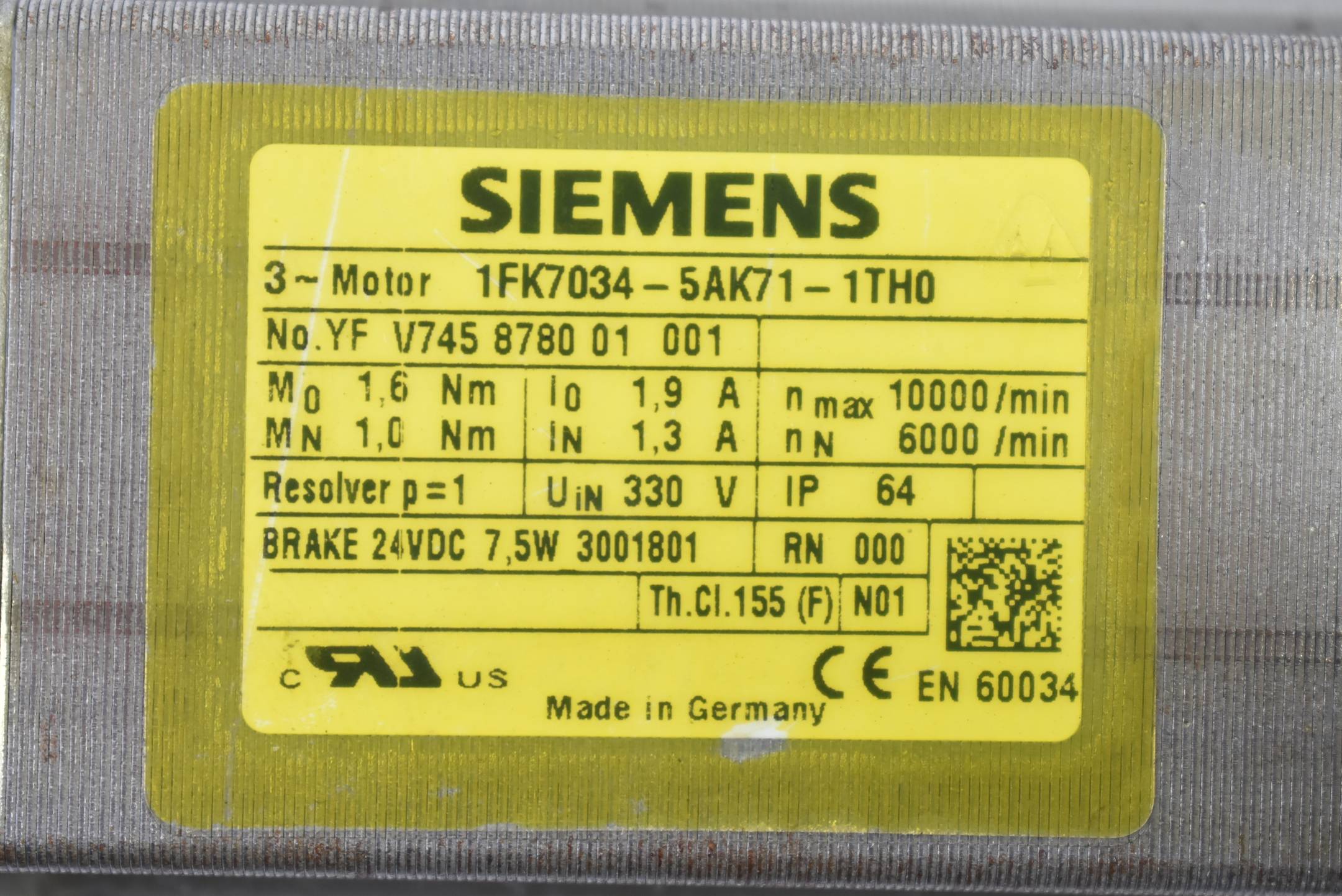 Siemens simotics S Synchronservomotor 1FK7 034-5AK71-1TH0 ( 1FK7034-5AK71-1TH0 )
