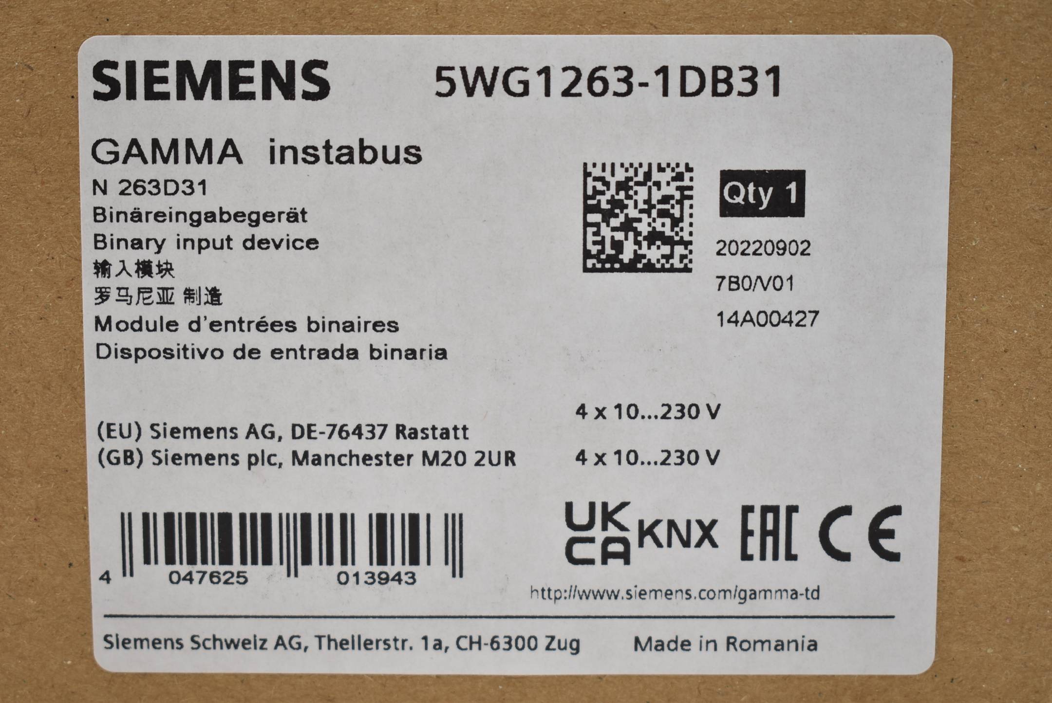 Siemens Gamma instabus KNX Binäreingabegerät 5WG1 263-1DB31 ( 5WG1263-1DB31 )