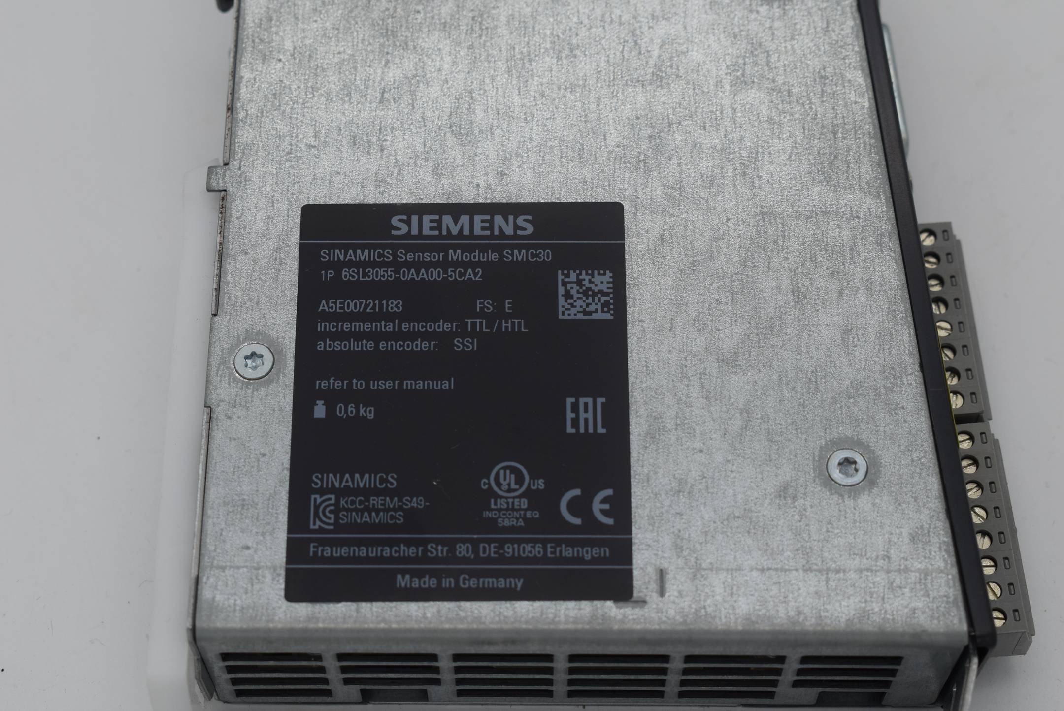 DEFEKT Siemens sinamics Sensor Module SMC30 6SL3055-0AA00-5CA2 ( 6SL3 055-0AA00-5CA2 ) 