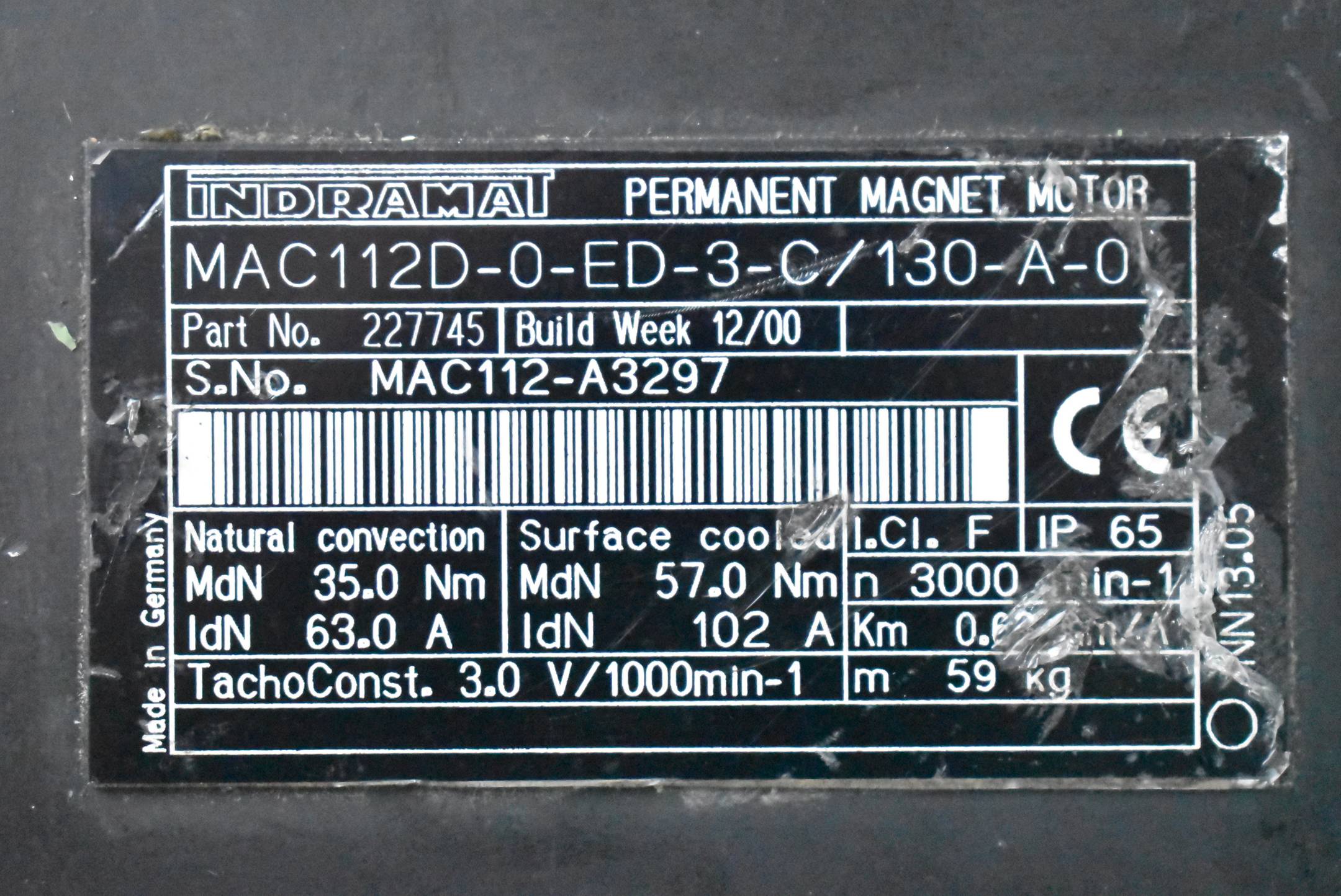 Indramat Permanent Magnet Motor MAC112D-0-ED-3-C/130-A-0 ( 227745 )