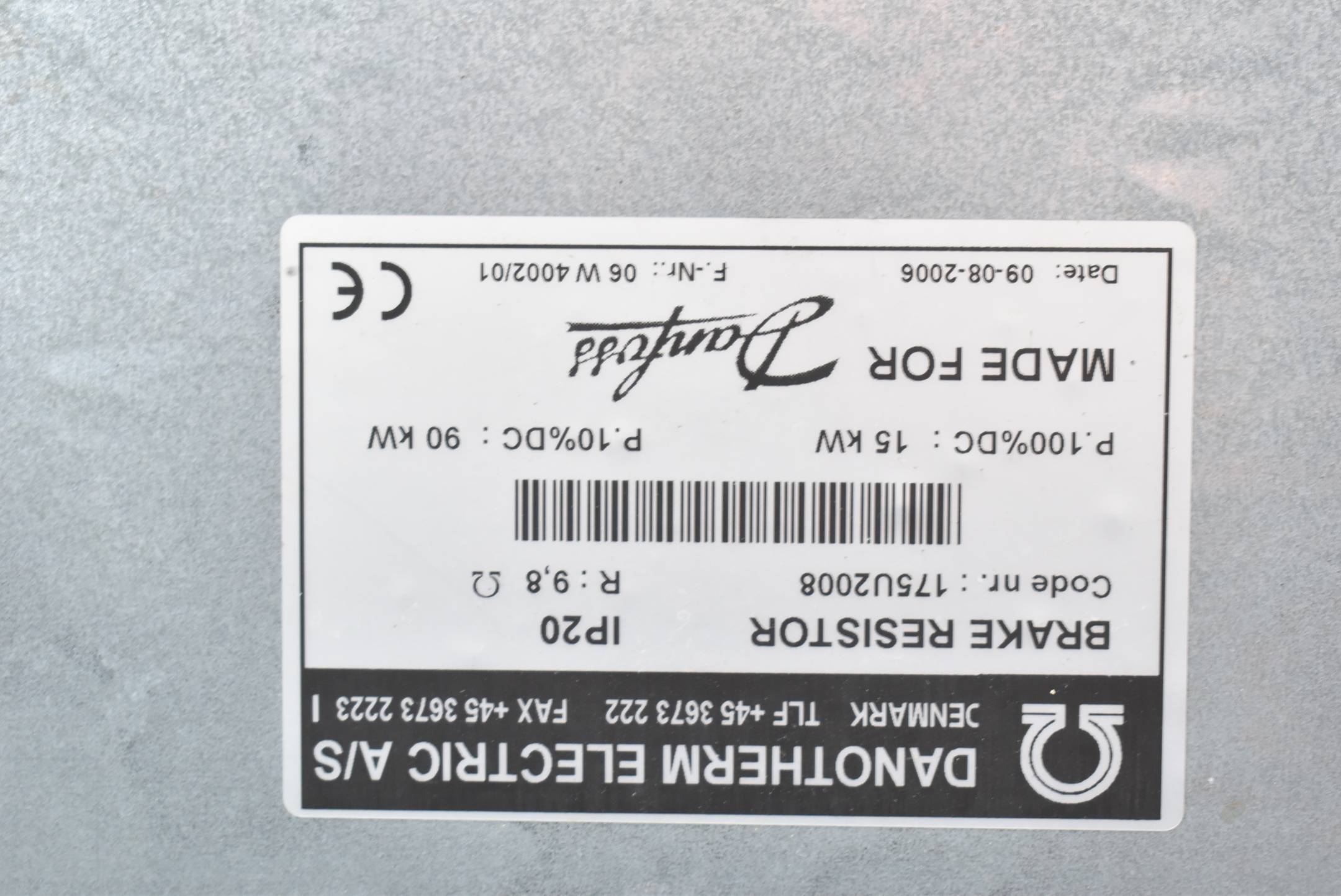 Danotherm Elektric A/S Danfoss Bremswiderstand 90kW 9,8 Ω ( 175U2008 )