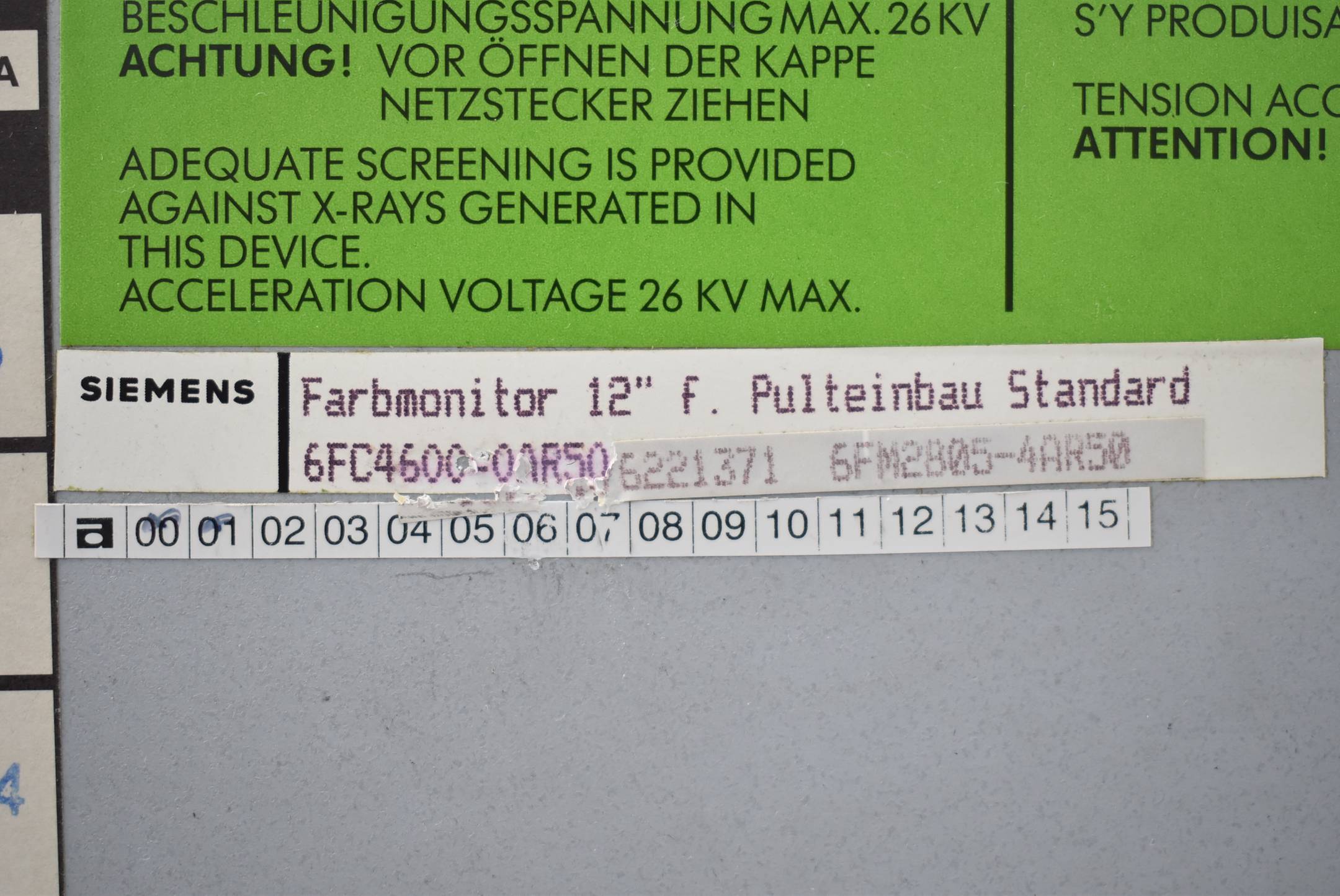 Siemens sinumerik 12" Monitor für Pulteinheit 6FC4600-0AR50 + 6FM2805-4AR50