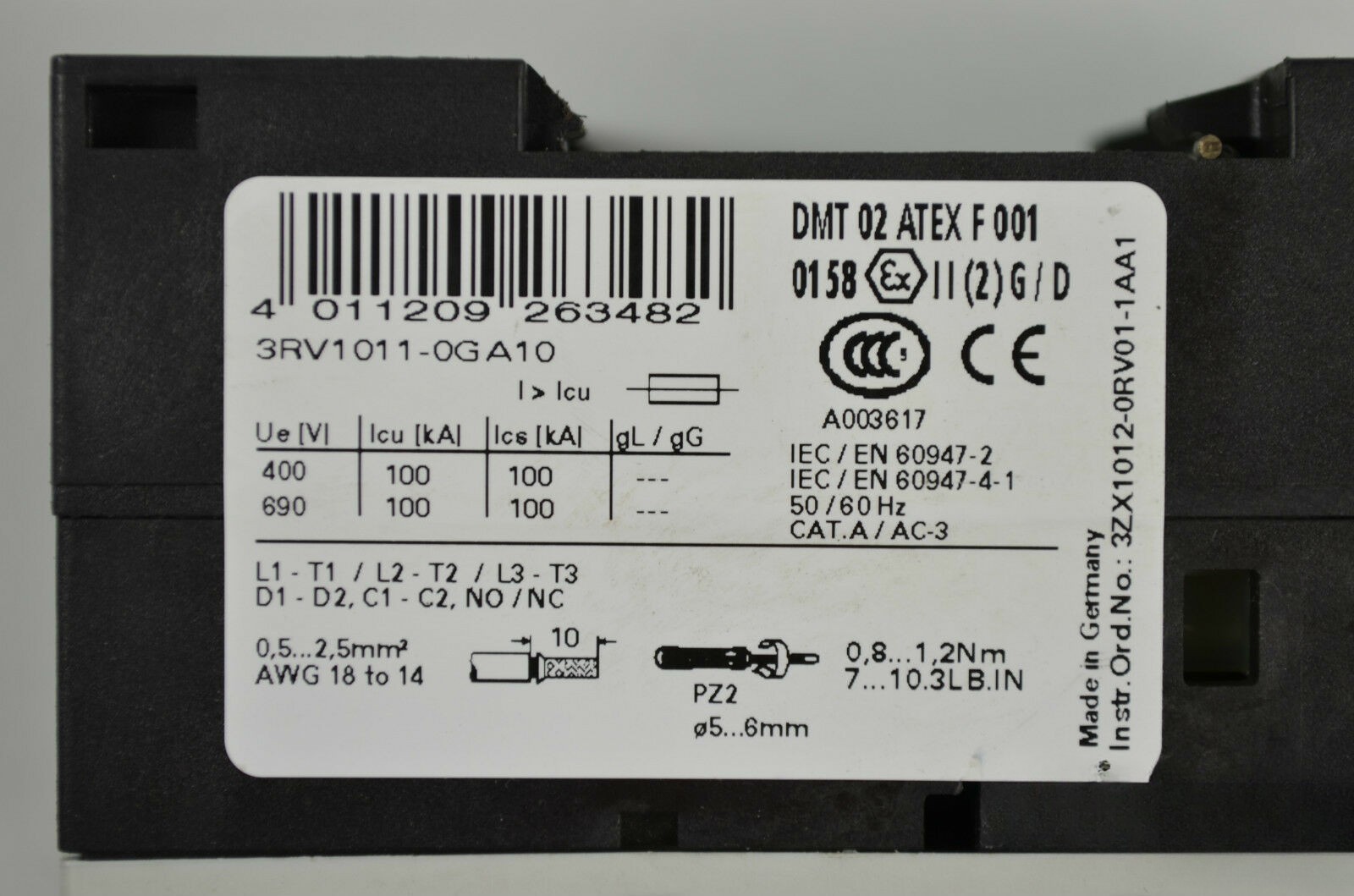 Siemens sirus Leistungsschalter 3RV1011-0GA10