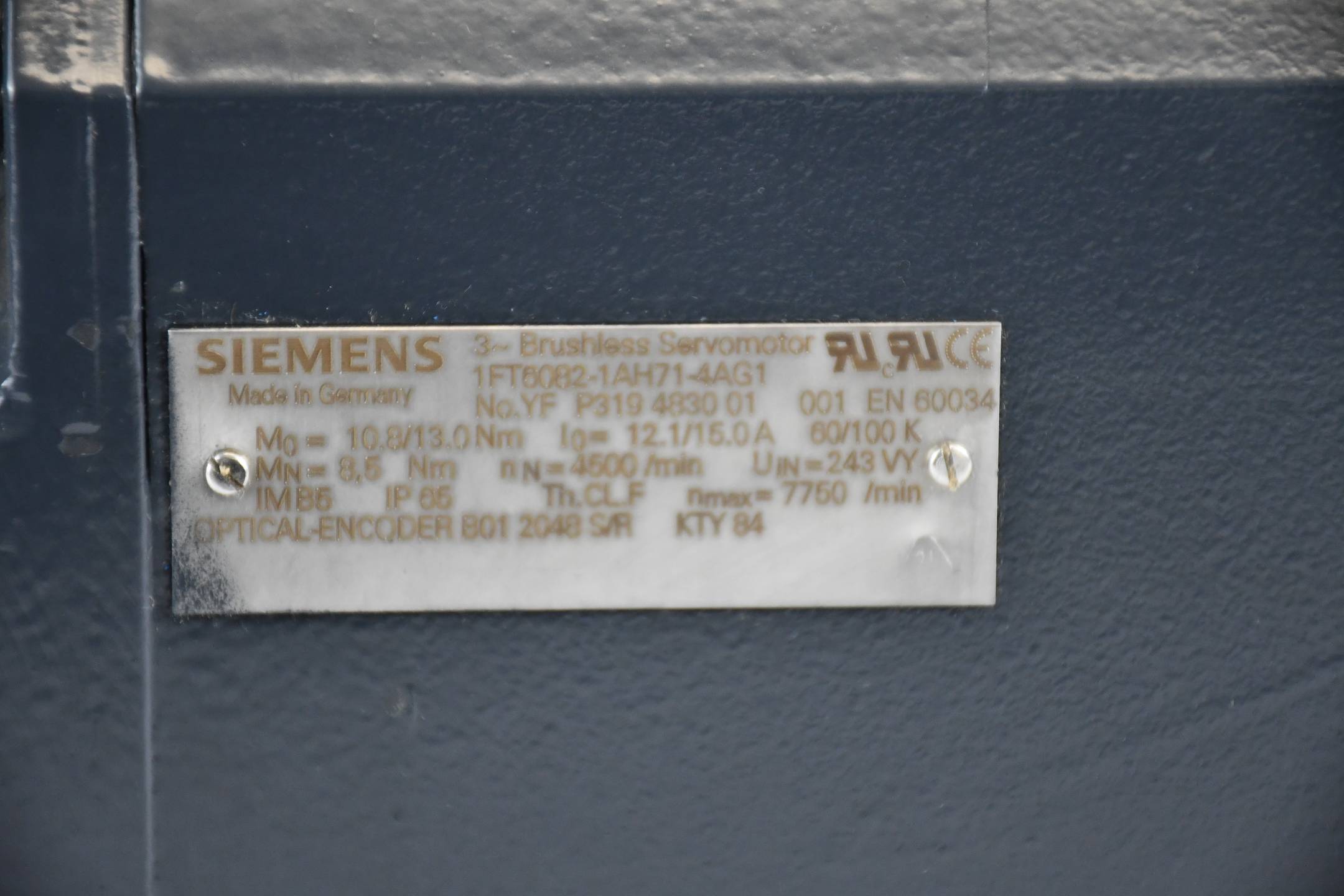 Siemens AC AC-VSA-Motor ZK 600V 1FT6082-1AH71-4AG1 ( 1FT6 082-1AH71-4AG1 )