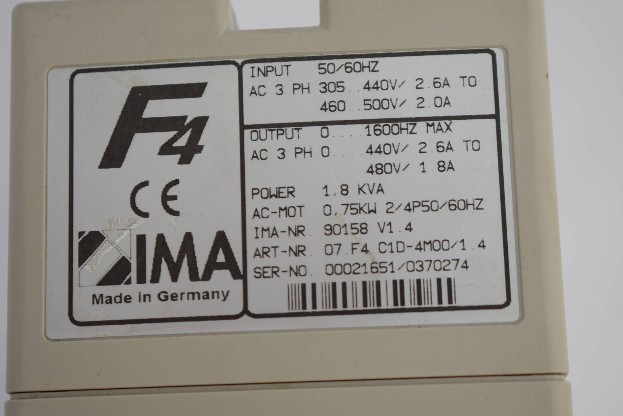KEB F4 Combivert 07.F4.C1D-4M00/1.4 Inkl. Siemens SIDAC-F Filter 4EF1400-1CA