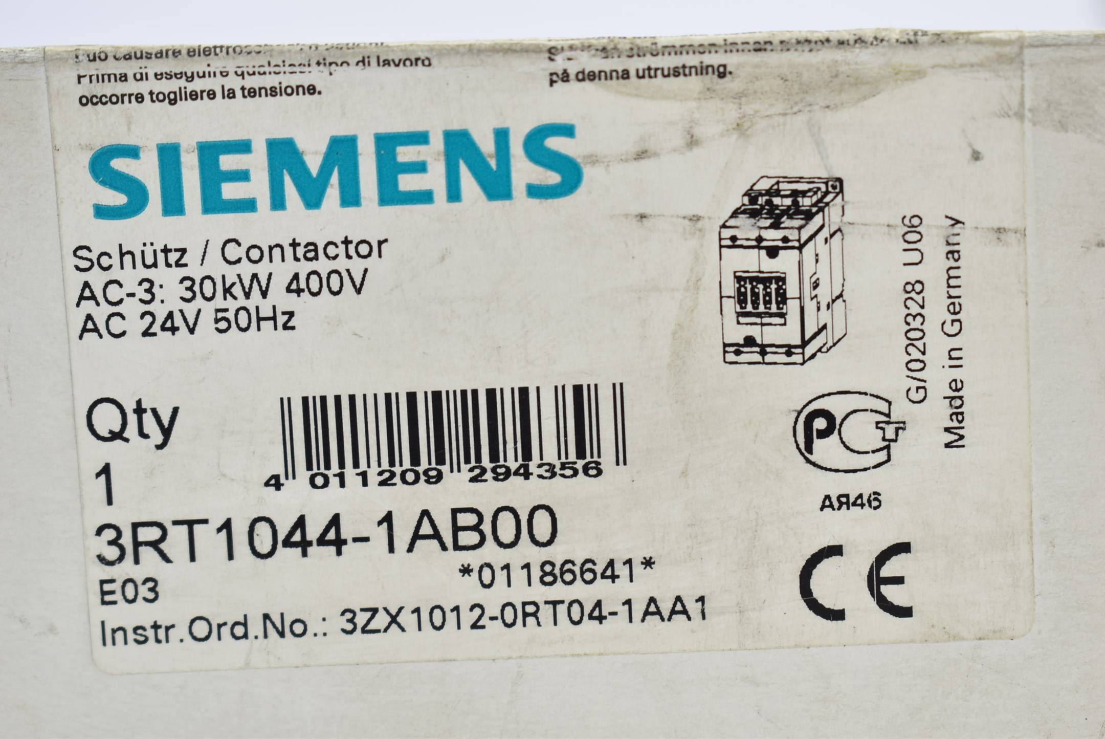 Siemens sirius Leistungsschütz AC-3 3RT1 044-1AB00 ( 3RT1044-1AB00 ) E3