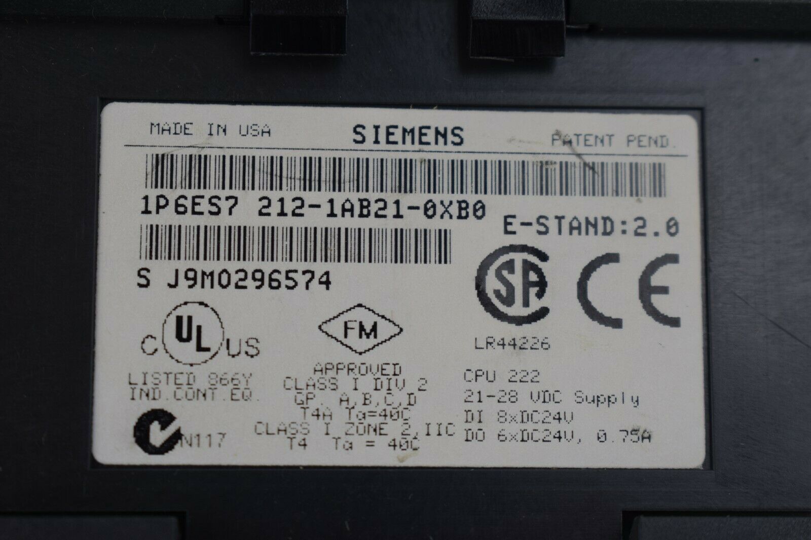 Siemens simatic S7 6ES7 212-1AB21-0XB0 ( 6ES7212-1AB21-0XB0 ) E2