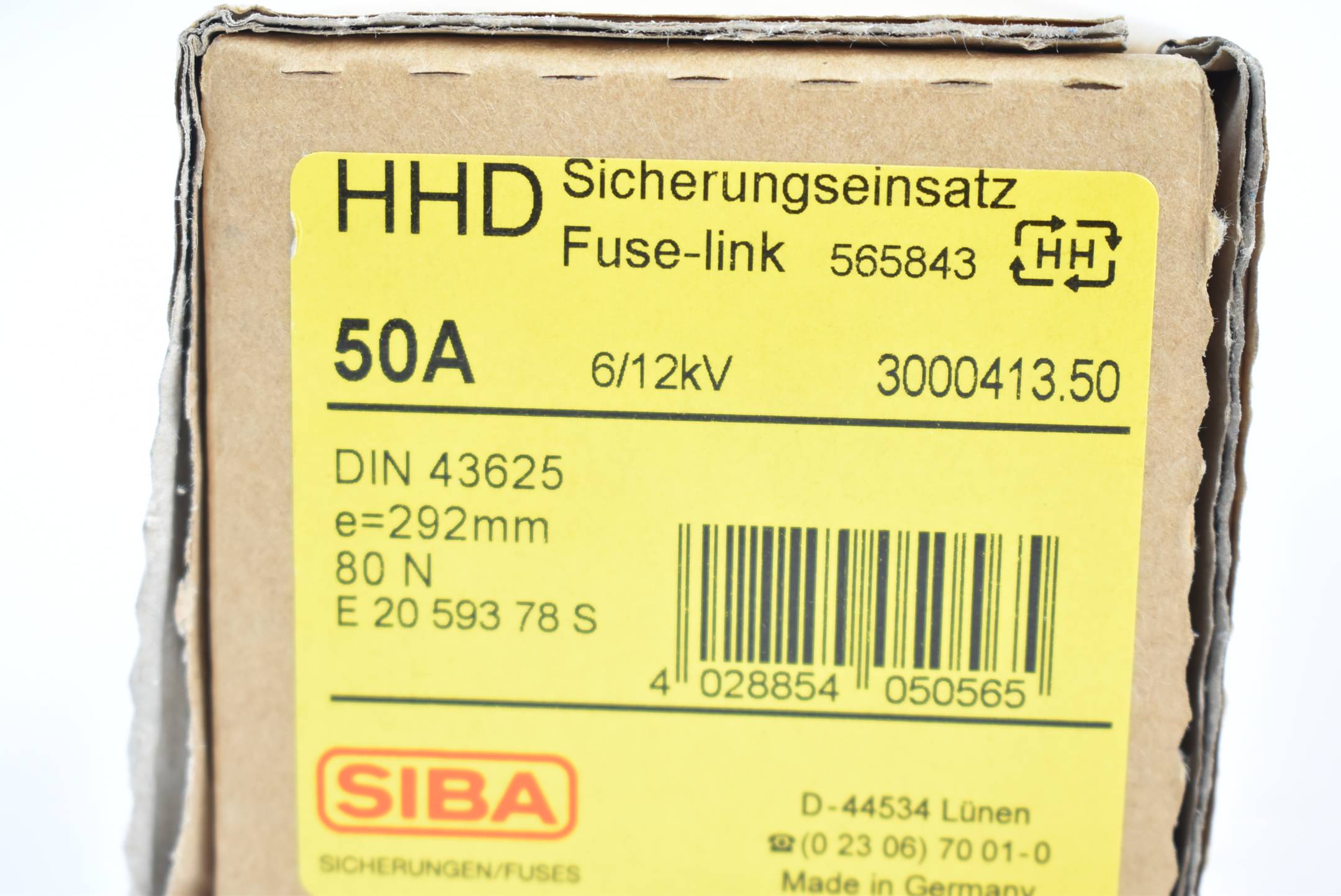 SIBA Fuse-link Sicherungseinsatz 50A 6/12kV ( 565843 )