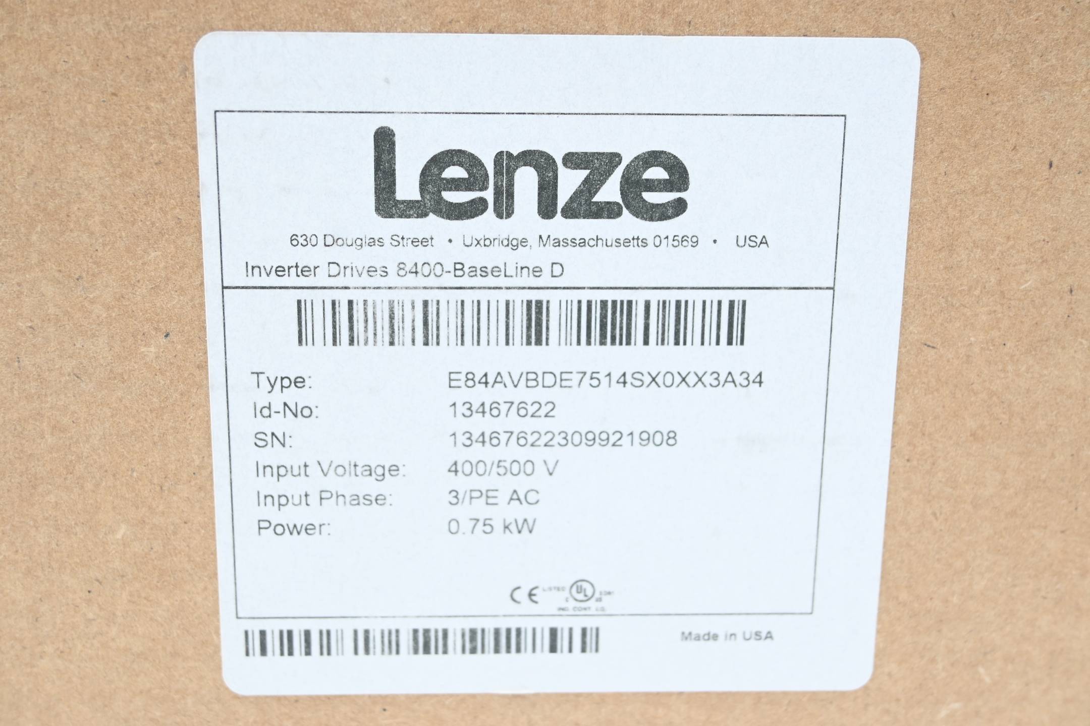 Lenze Inverter 8400 BaseLine D E84AVBDE7514SX0XX3A34 ( 13467622 )