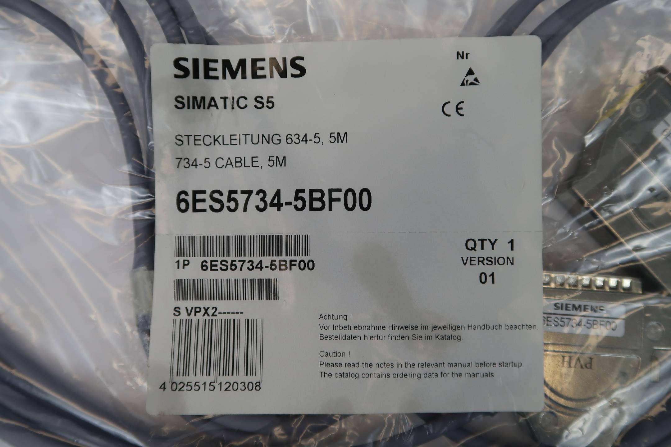 Siemens Steckleitung 634-5 5M 6ES5734-5BF00 ( 6ES5734-5BF00 )