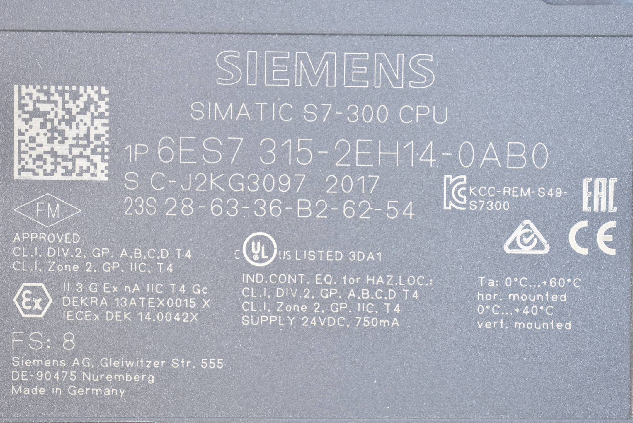 Siemens simatic S7-300 CPU 6ES7 315-2EH14-0AB0 ( 6ES7315-2EH14-0AB0 ) E8