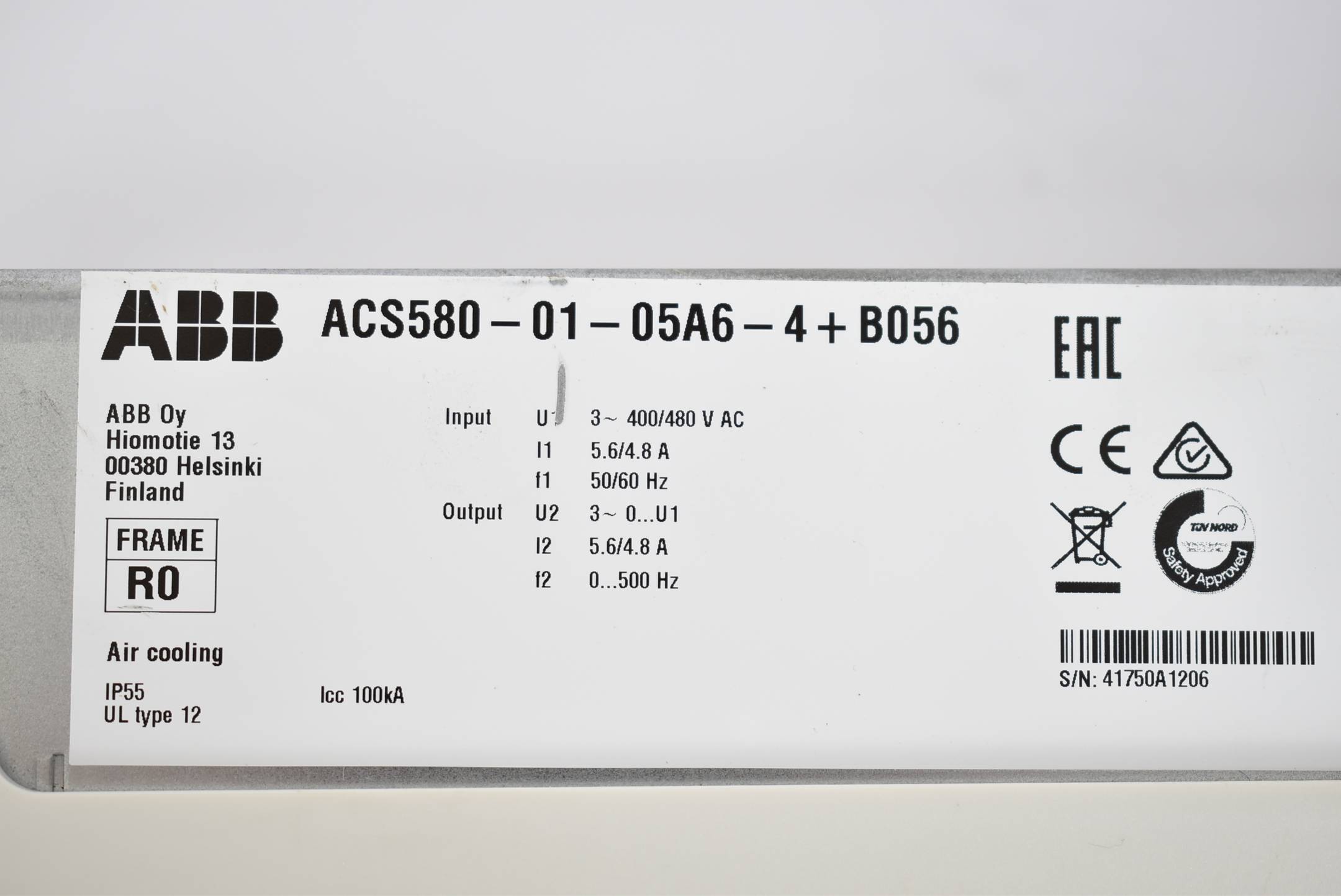 ABB Frequenzumwandler ACS580-01-05A6-4+B056