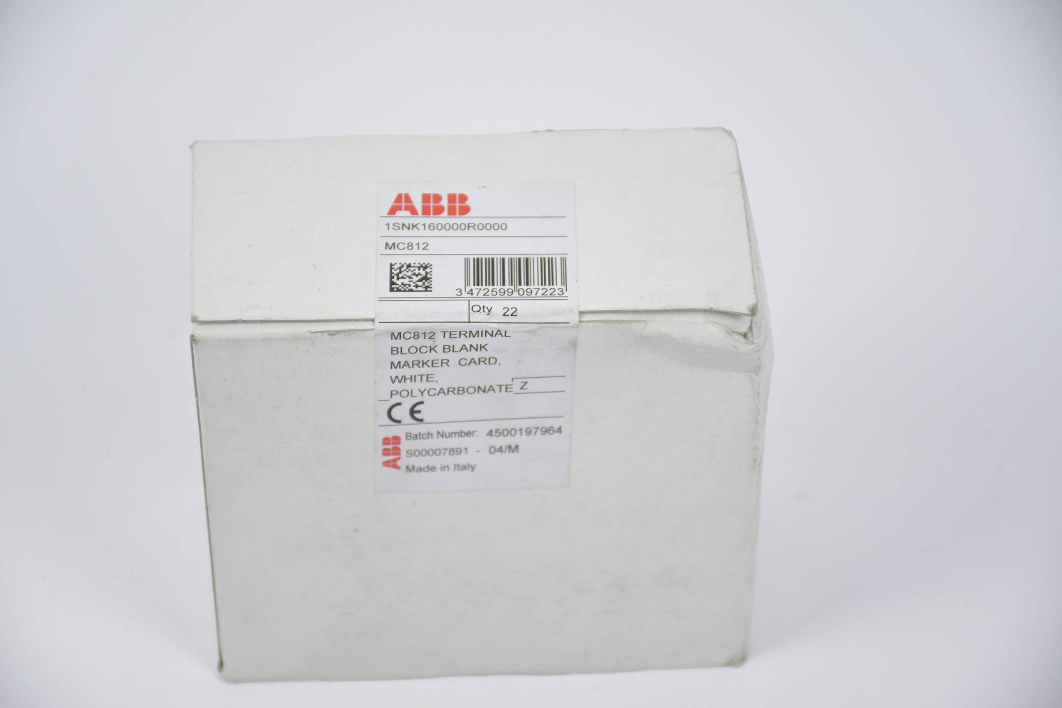 ABB block bank marker card, weiss, Polycarbonat MC812 Terminal 1SNK160000R0000