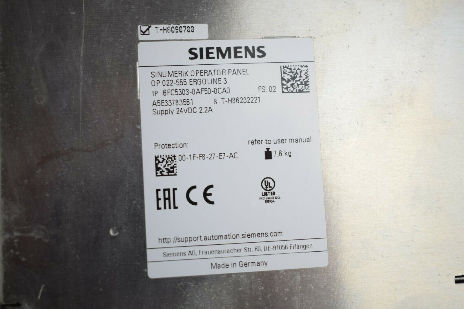 Siemens sinumerik OP022-555 Ergoline 3 6FC5303-0AF50-0CA0 ( 6FC5 303-0AF50-0CA0 )