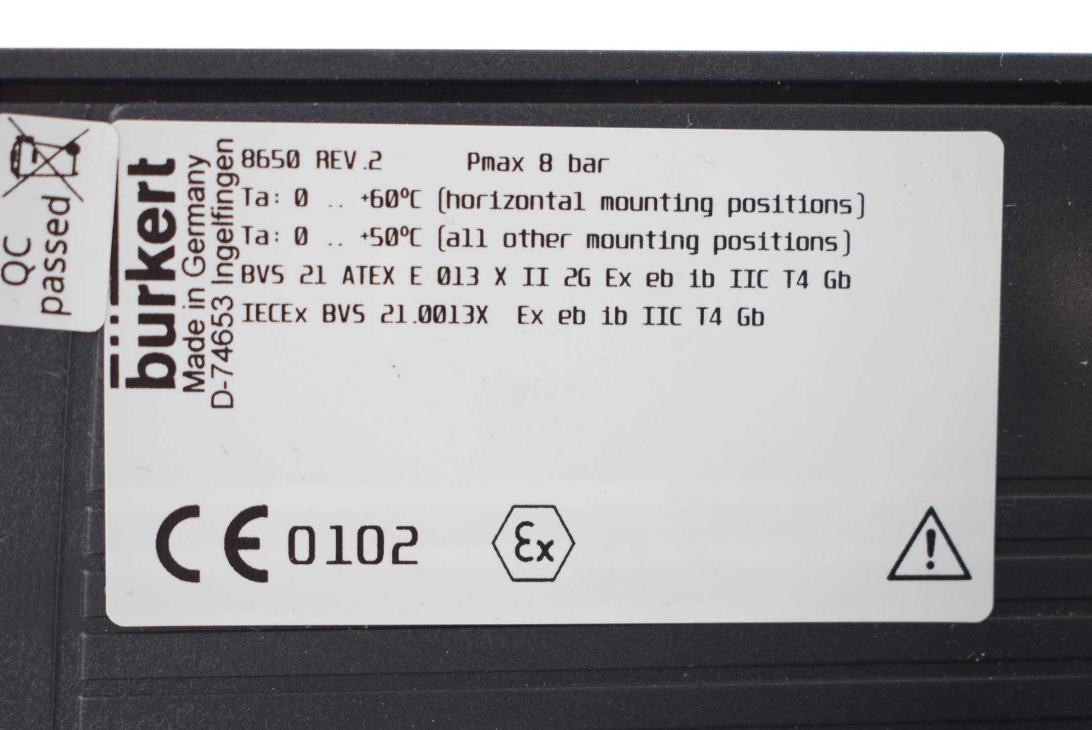 Bürket AirLINE Ex 8bar elektropneumatisches Automatisierungssystem 8650 Rev.2