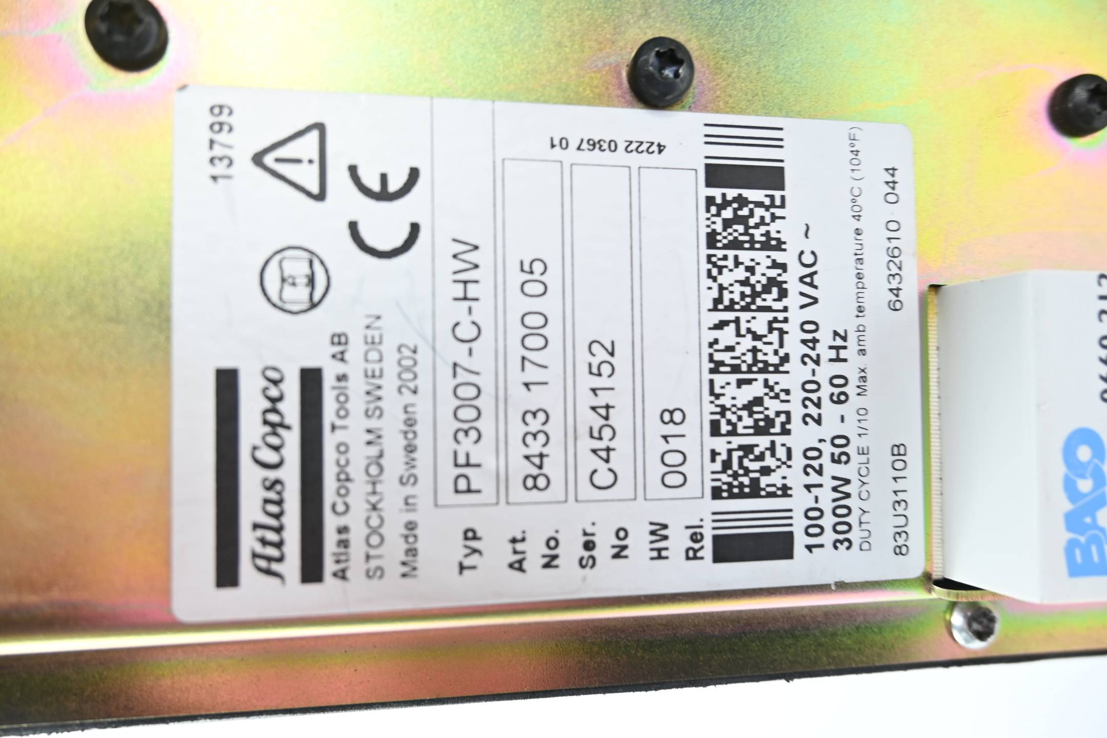 Atlas Copco Tensor S4/S7 PF3007-C-HW ( 8433 1700 05 )