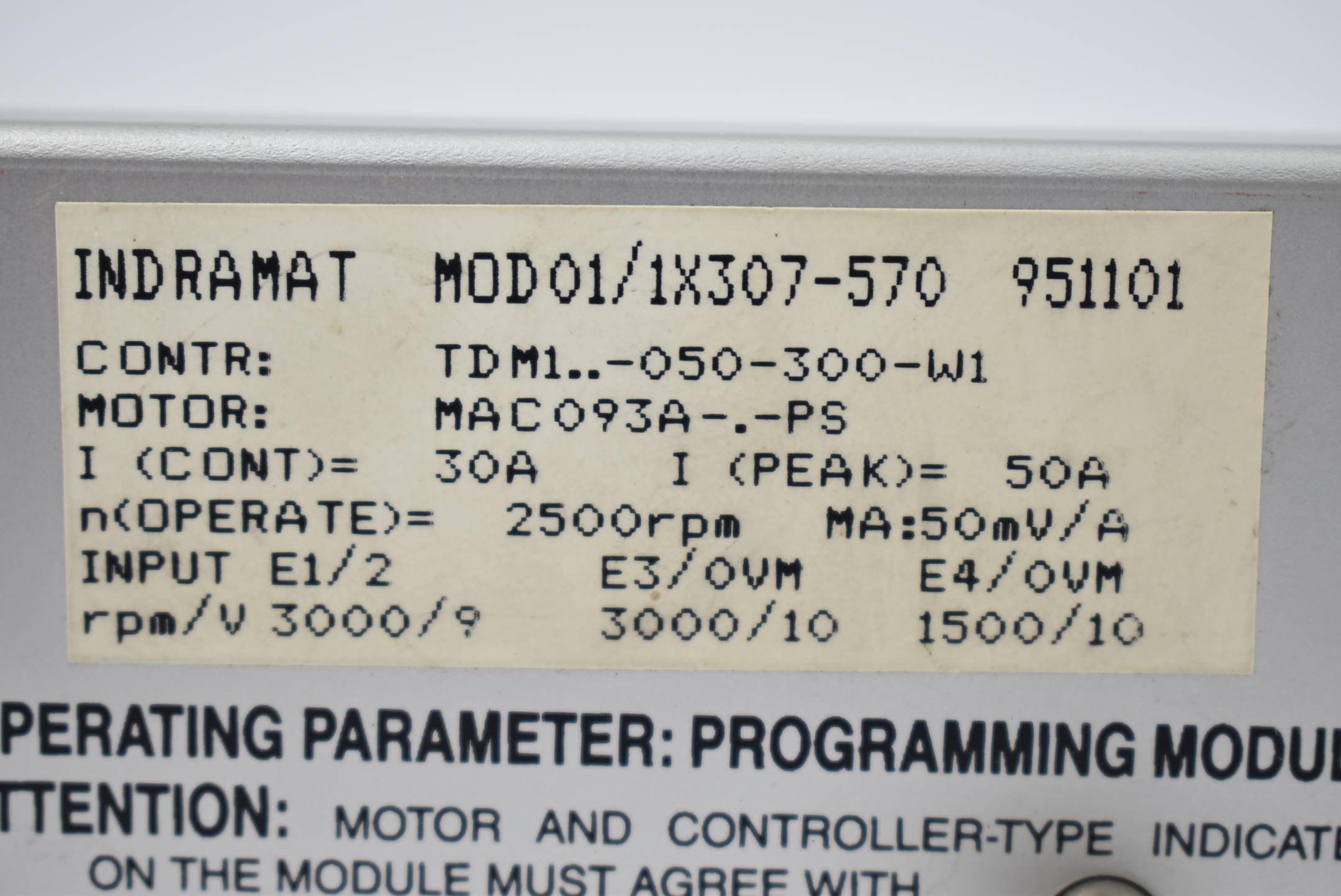Indramat Programmierungsmodul MOD01/1X307-570 ( 951101 ) TDM1..-050-300-W1