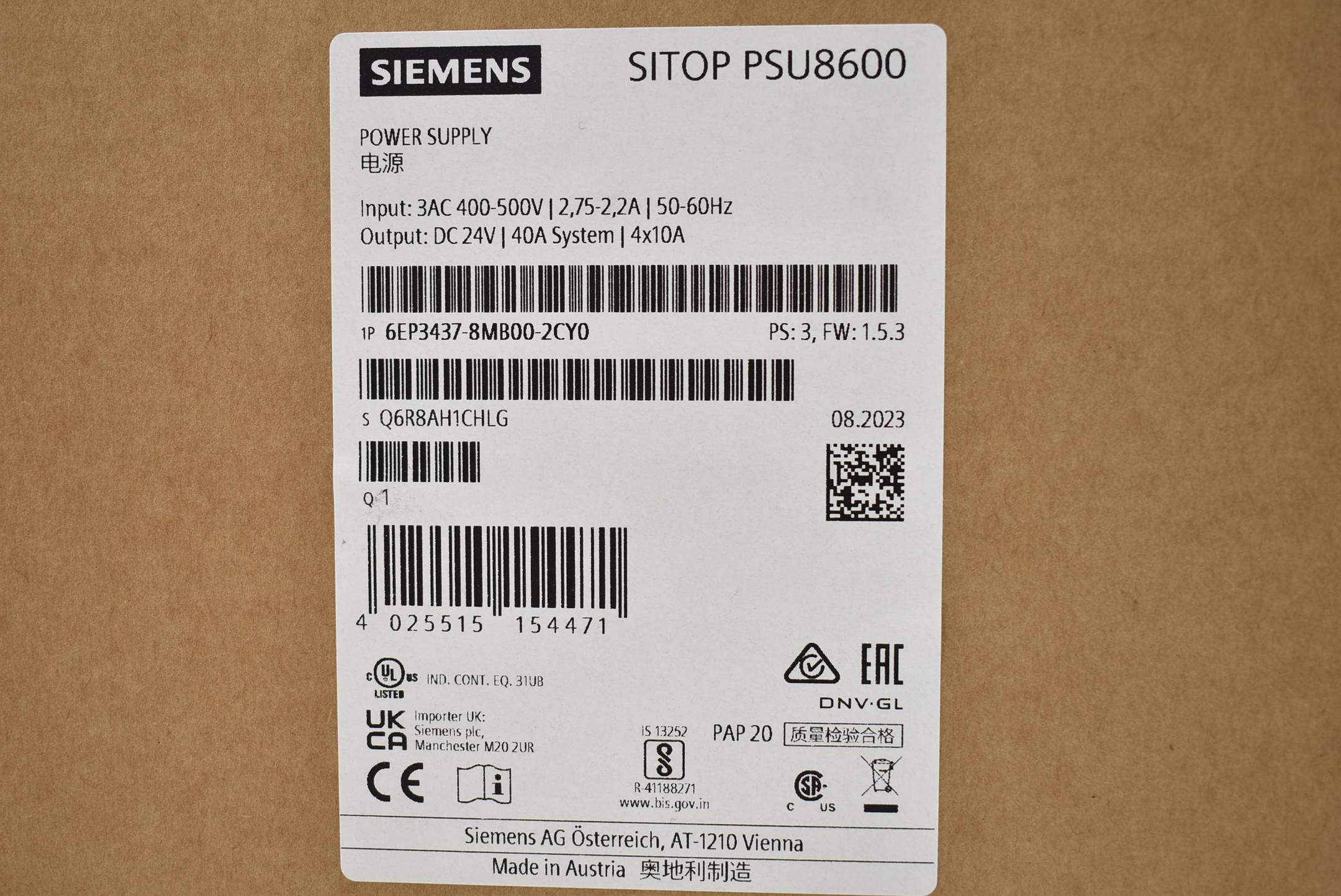 Siemens sitop PSU8600 400-500V 6EP3 437-8MB00-2CY0 ( 6EP3437-8MB00-2CY0 ) E3